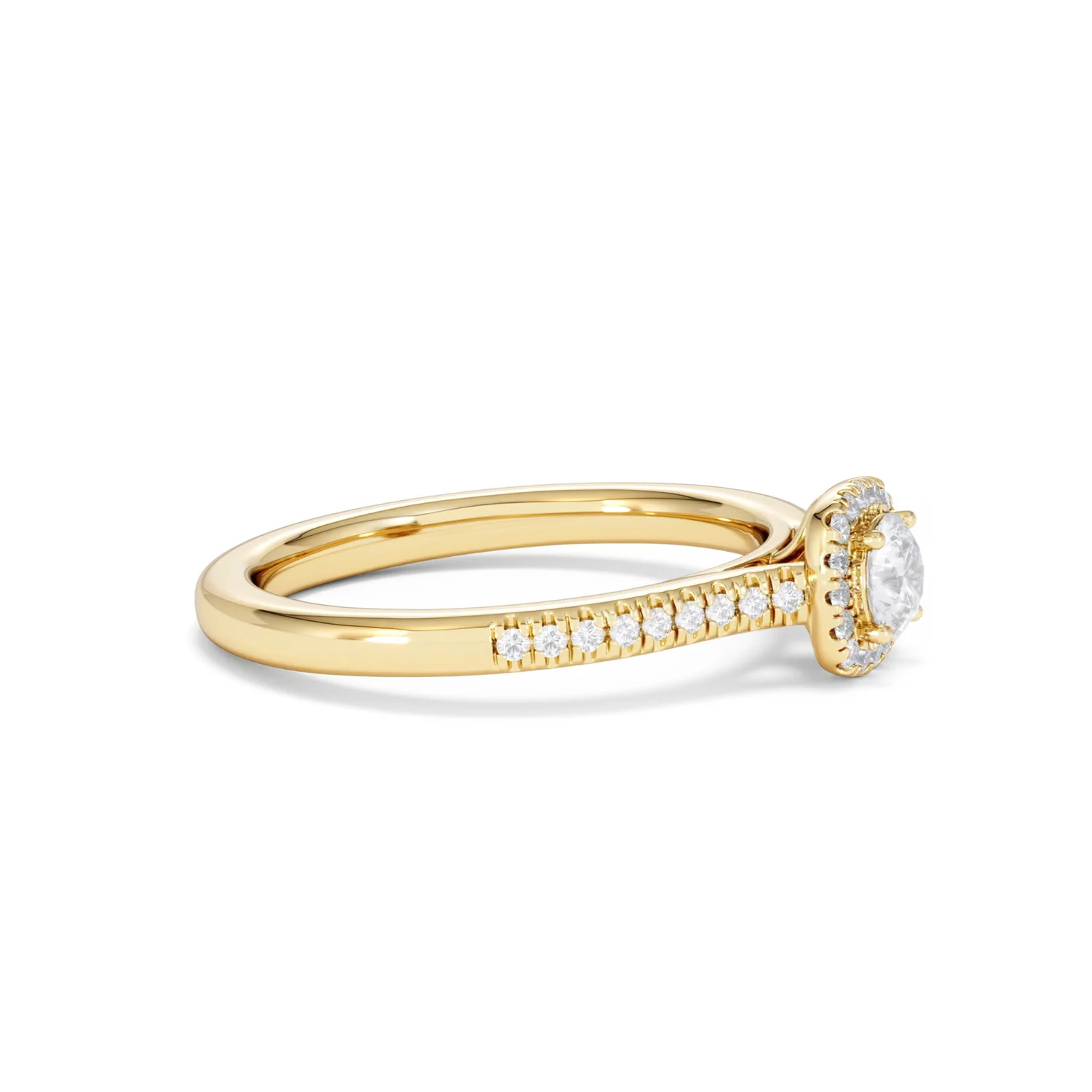 Lumia Round Cut Lab Diamond Halo Ring 0.50ct F/VS in 18K Gold Vermeil - Image 25