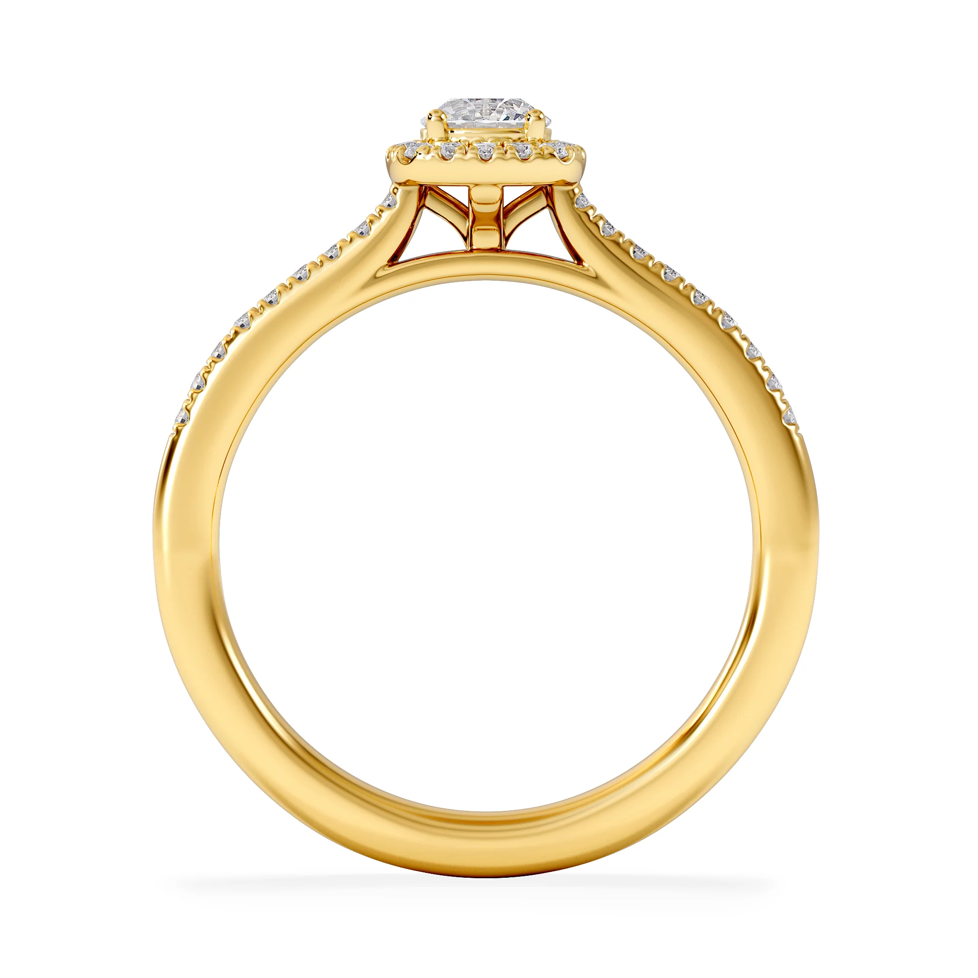 Lumia Round Cut Lab Diamond Halo Ring 0.50ct F/VS in 18K Gold Vermeil - Image 3