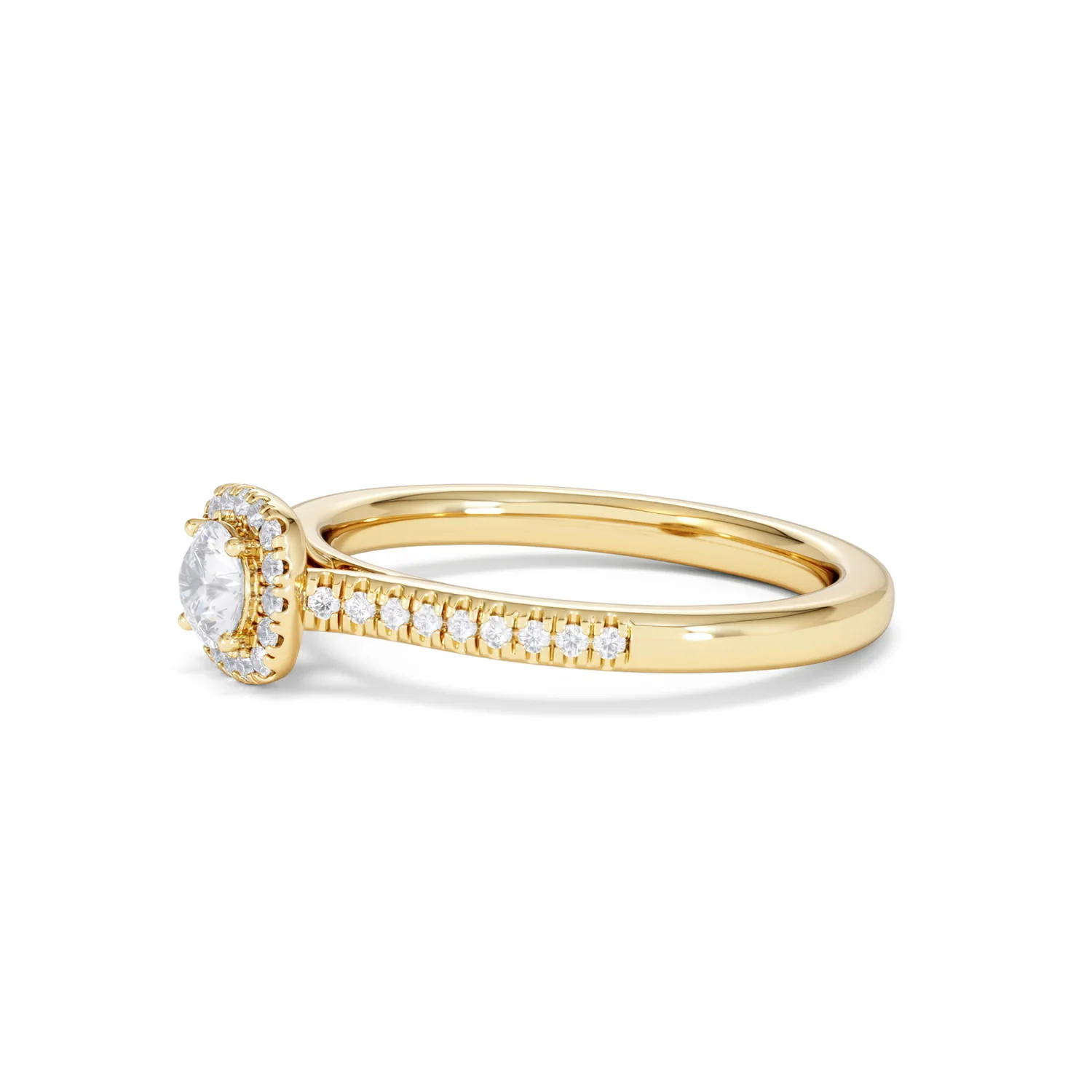Lumia Round Cut Lab Diamond Halo Ring 0.50ct F/VS in 18K Gold Vermeil - Image 76
