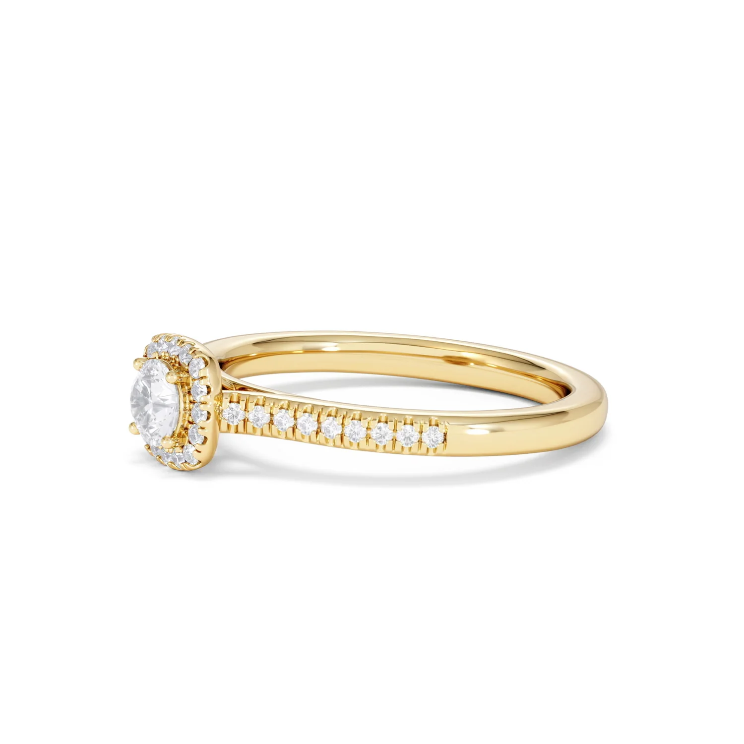 Lumia Round Cut Lab Diamond Halo Ring 0.50ct F/VS in 18K Gold Vermeil - Image 77