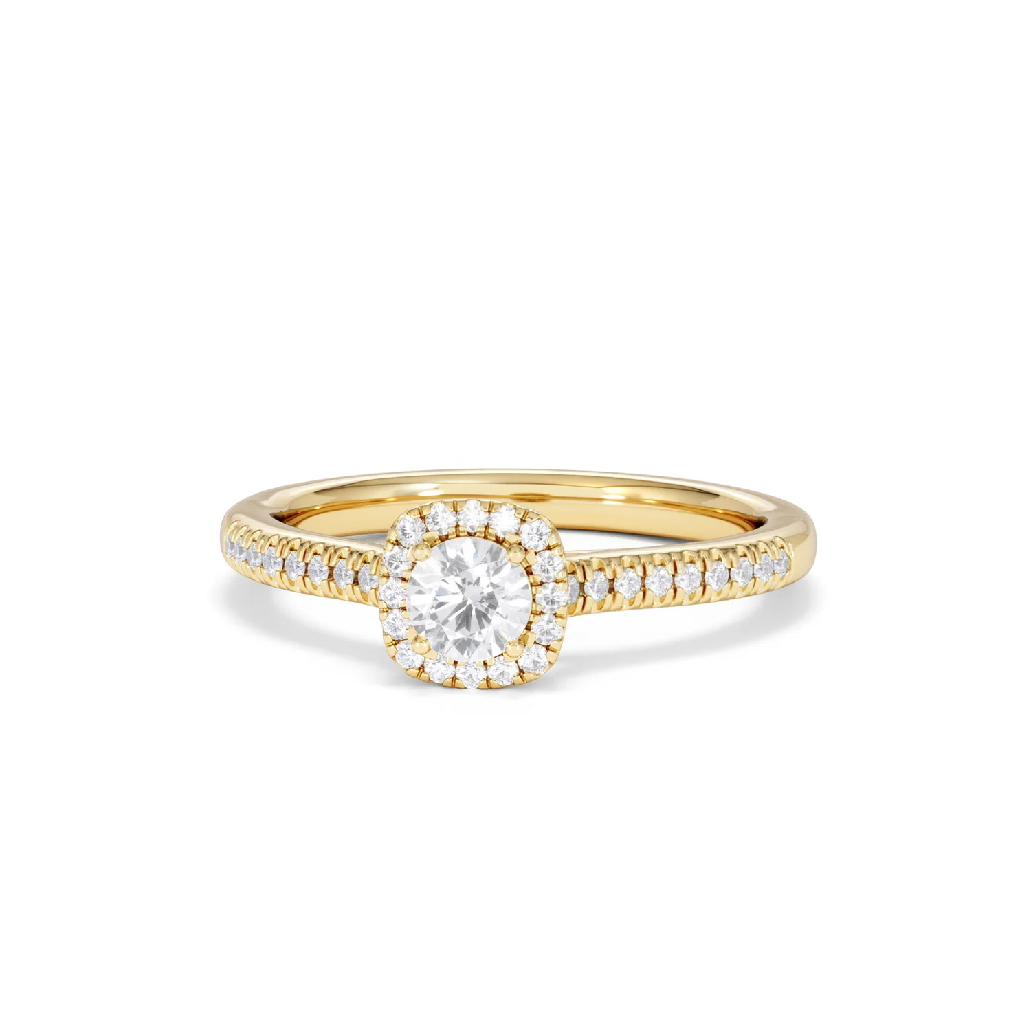 Lumia Round Cut Lab Diamond Halo Ring 0.50ct F/VS in 18K Gold Vermeil - Image 88