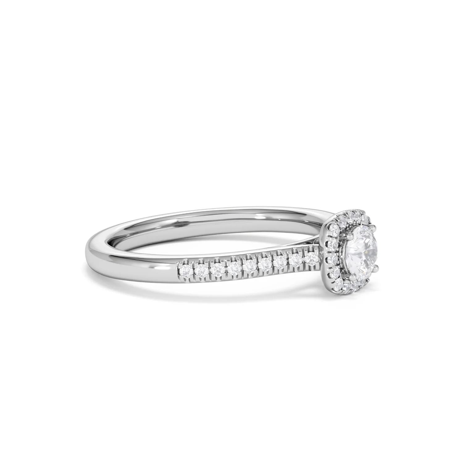 Lumia Round Cut Lab Diamond Halo Ring 0.50ct F/VS in 925 Silver - Image 22