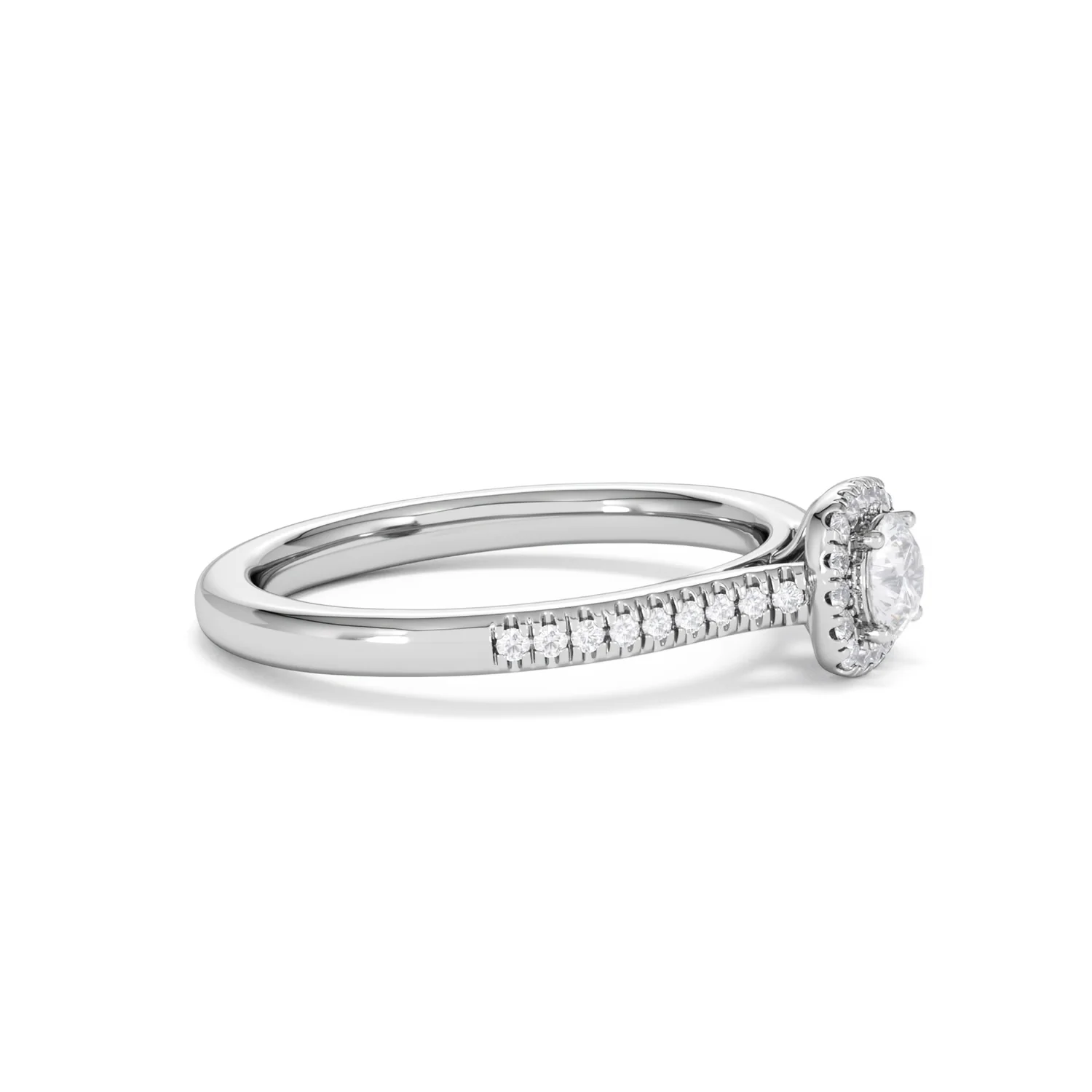 Lumia Round Cut Lab Diamond Halo Ring 0.50ct F/VS in 925 Silver - Image 25