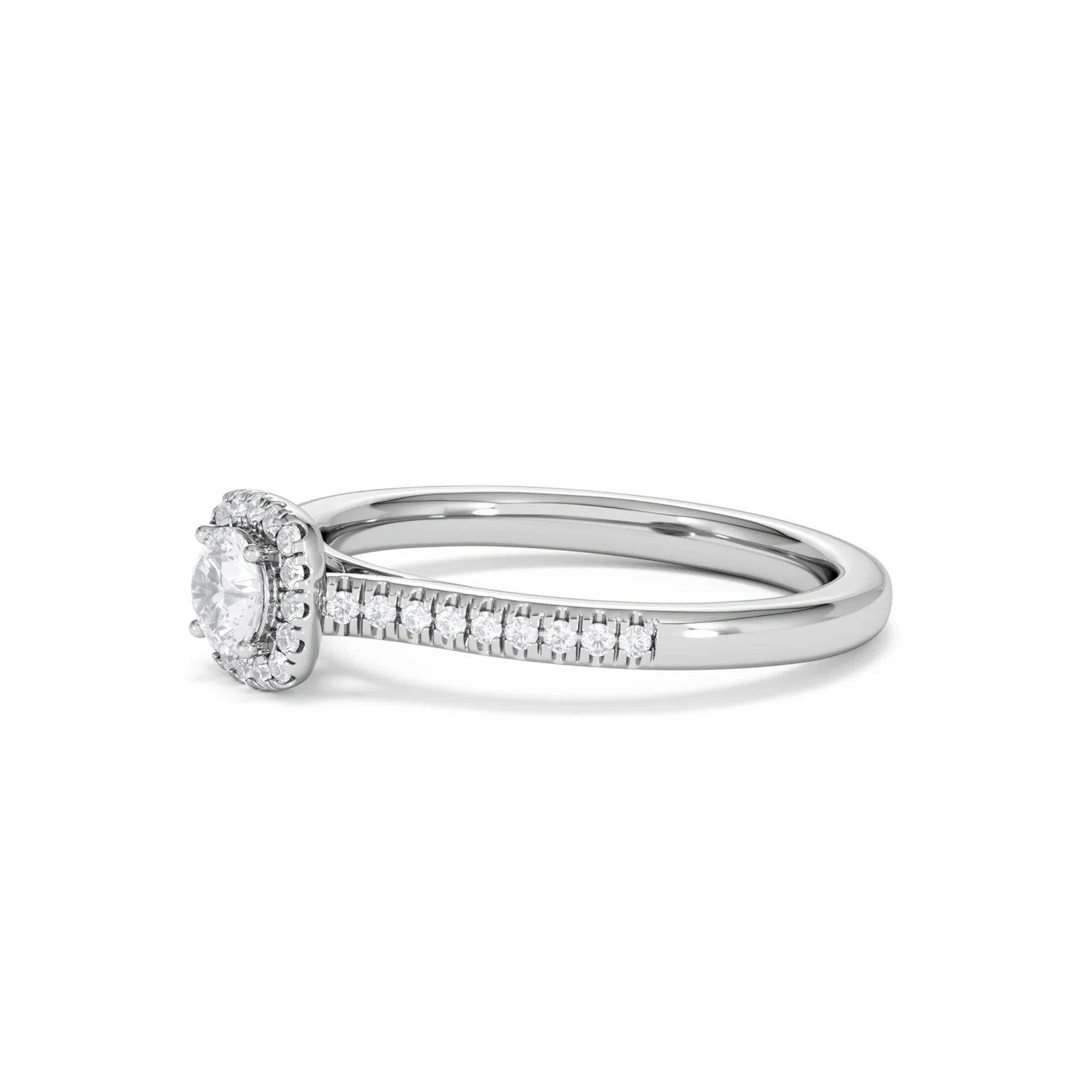 Lumia Round Cut Lab Diamond Halo Ring 0.50ct F/VS in 925 Silver - Image 77