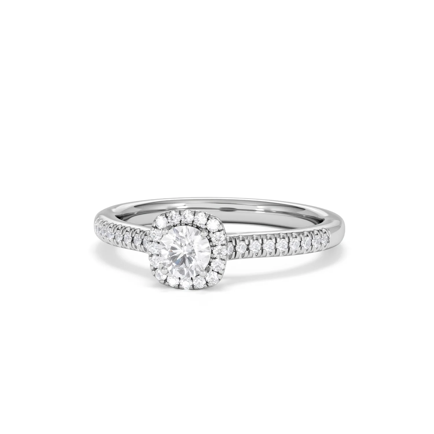 Lumia Round Cut Lab Diamond Halo Ring 0.50ct F/VS in 925 Silver - Image 87