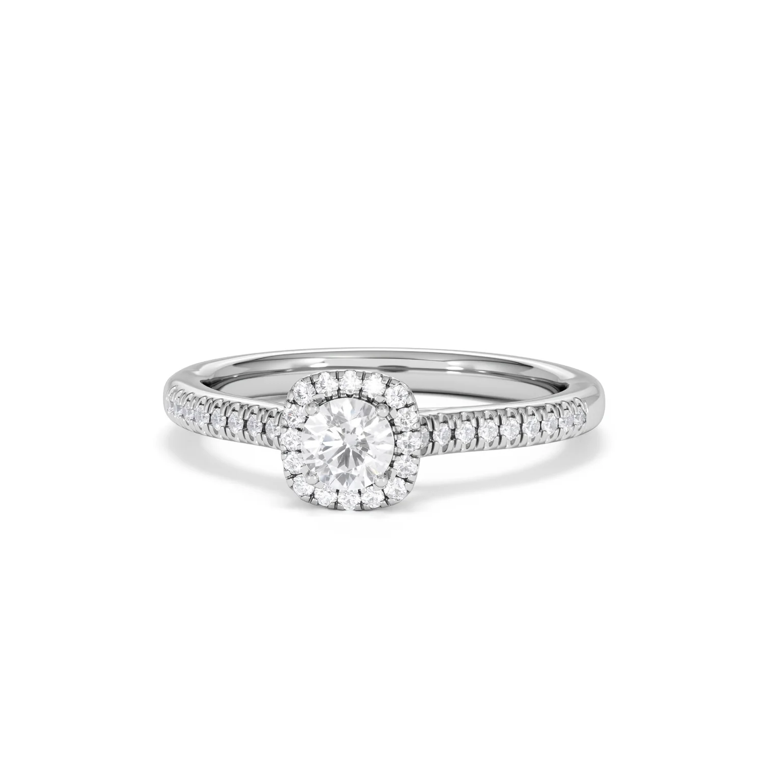 Lumia Round Cut Lab Diamond Halo Ring 0.50ct F/VS in 925 Silver - Image 88