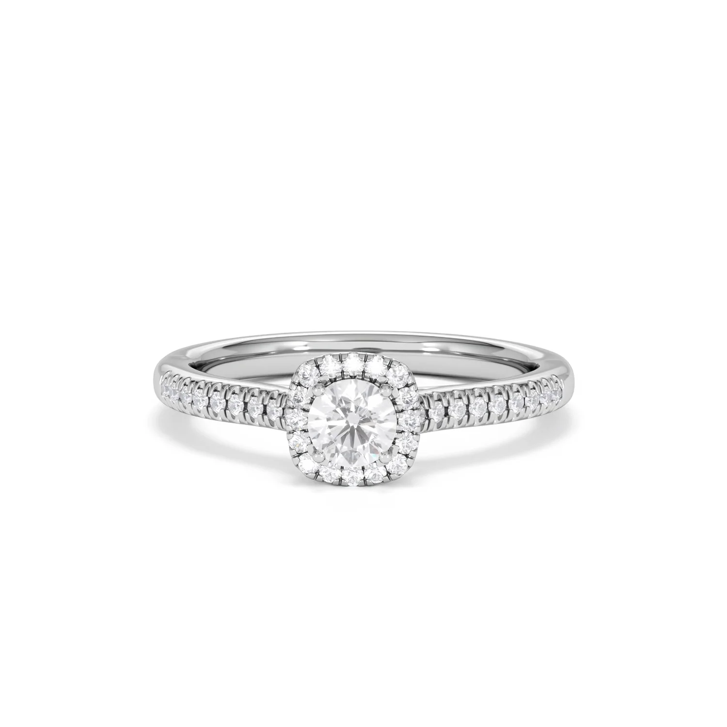 Lumia Round Cut Lab Diamond Halo Ring 0.50ct F/VS in 925 Silver - Image 89