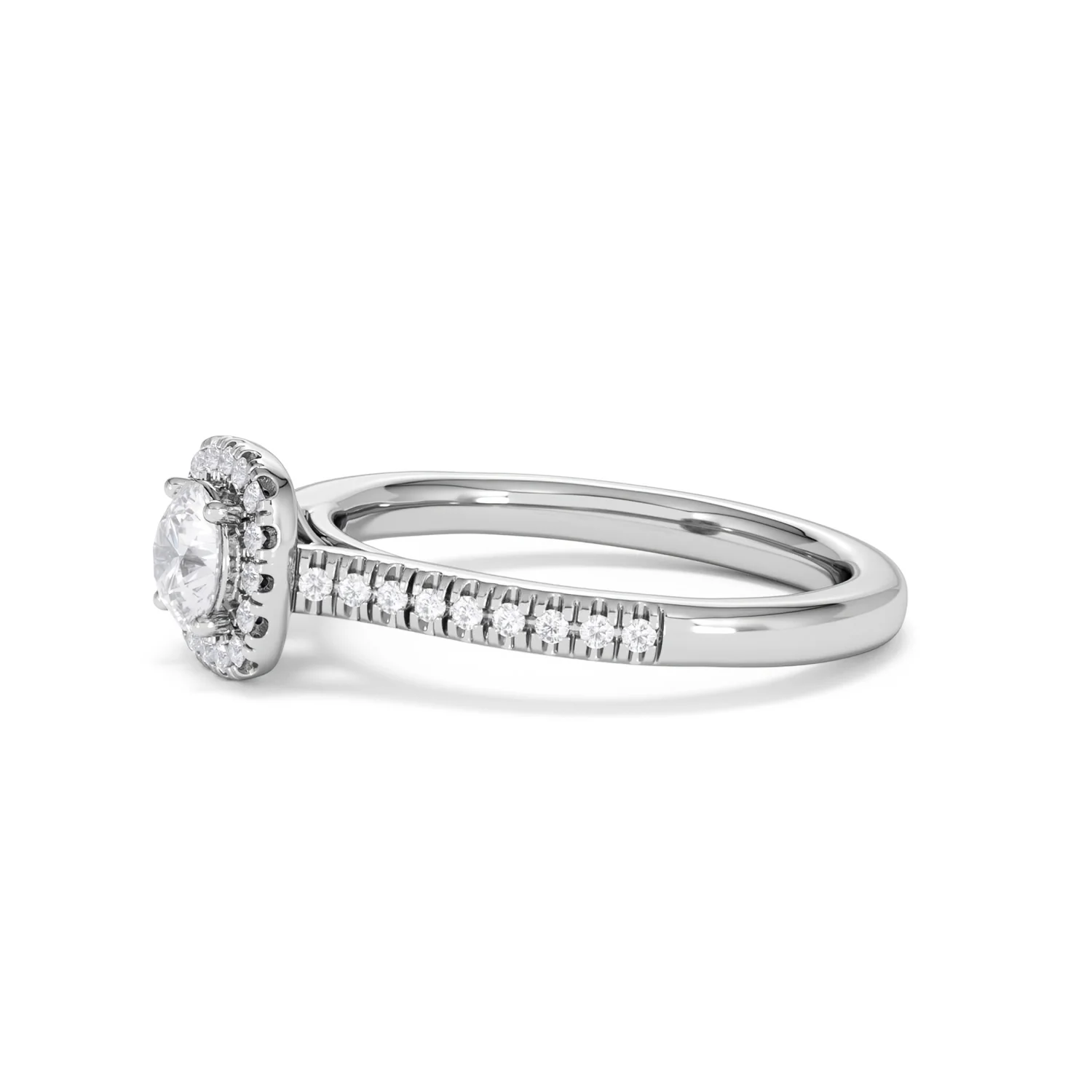 Lumia Round Cut Lab Diamond Halo Ring 0.70ct F/VS in 9K White Gold - Image 75