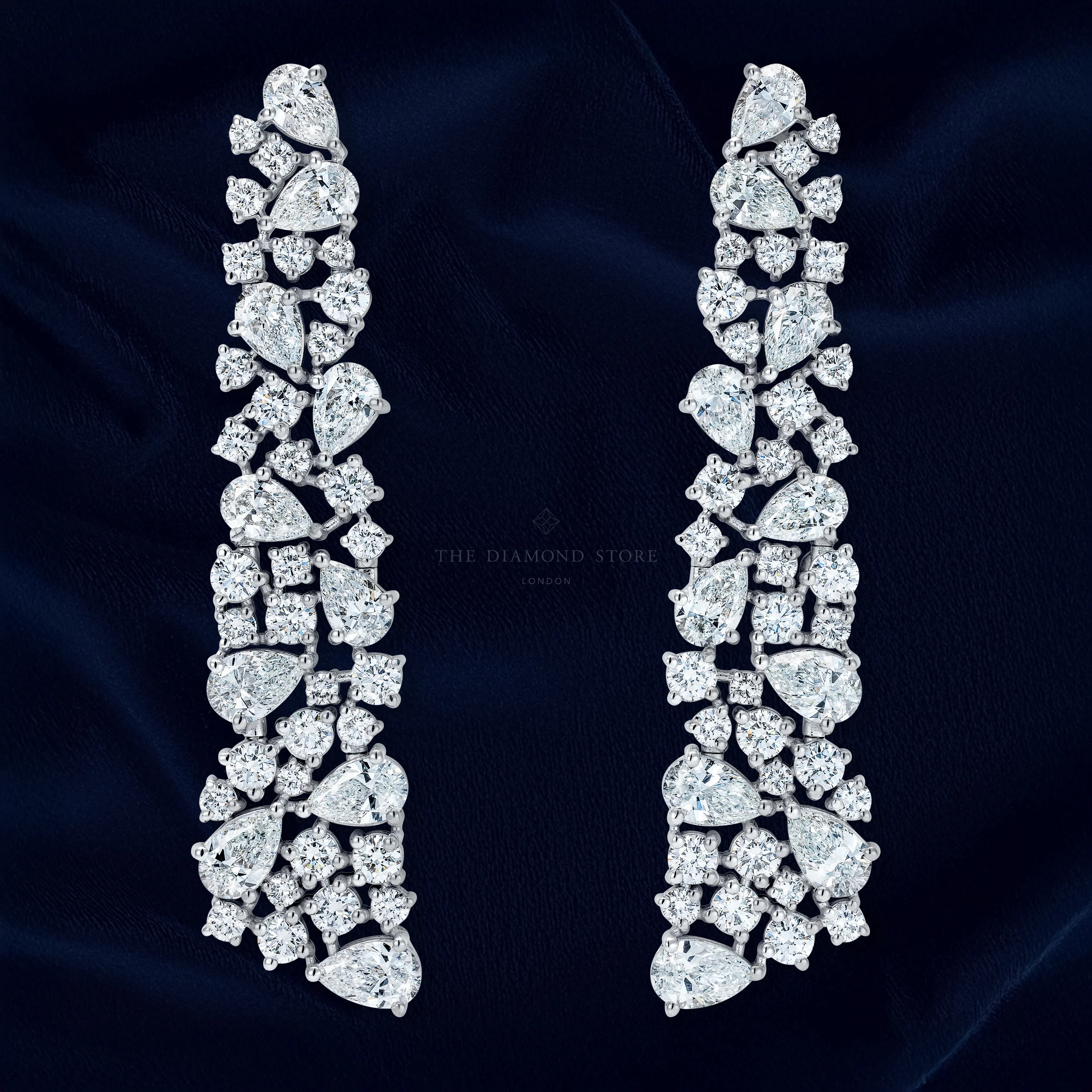 LUXE 10.00ct Lab Diamond Chandelier Earrings with IGI Certified Pear and Round-Cut Diamonds in 18K White Gold,Round Face - Image 5