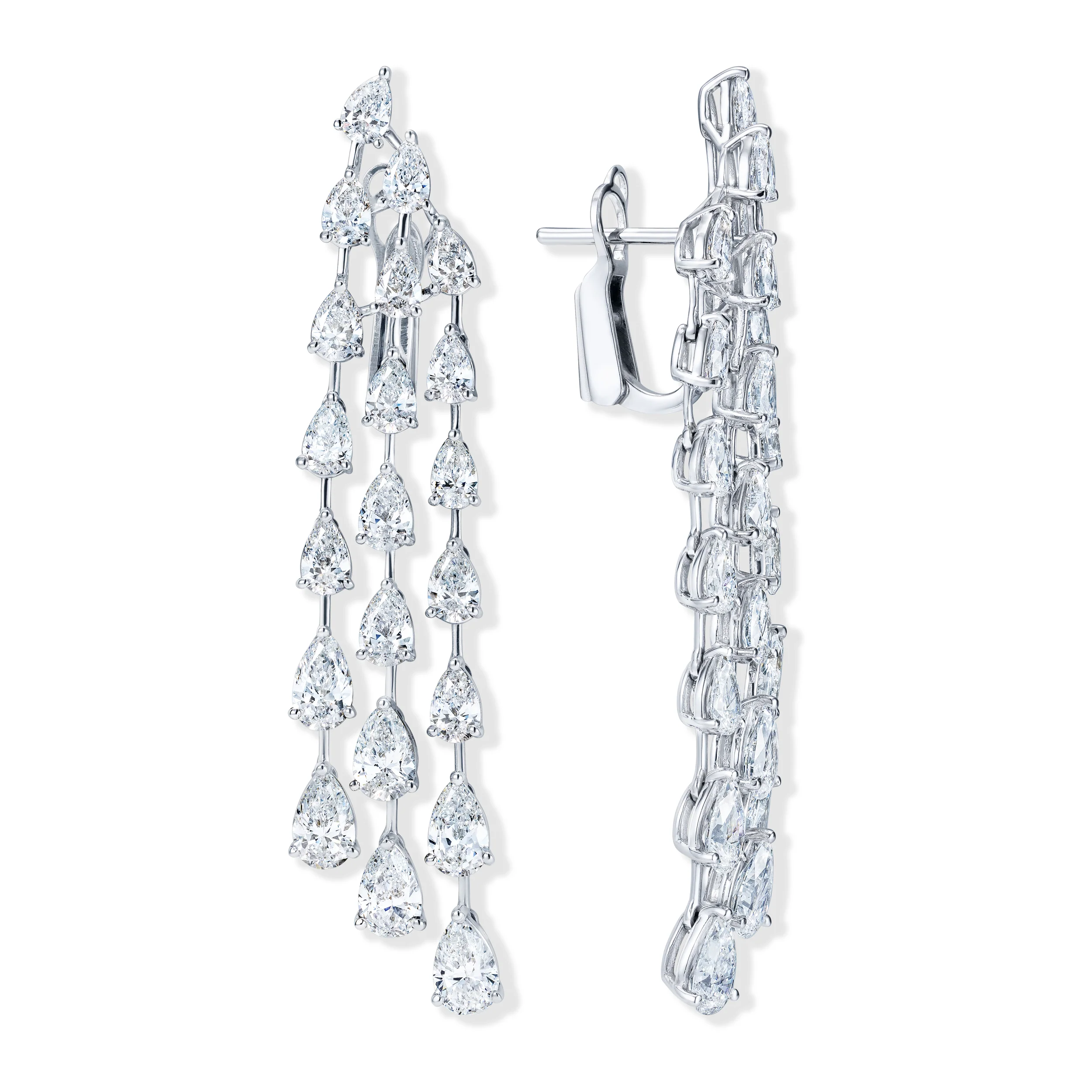 LUXE 10.00ct Lab Diamond Chandelier Earrings with IGI Certified Pear-Cut Diamonds in 18K White Gold - Image 3