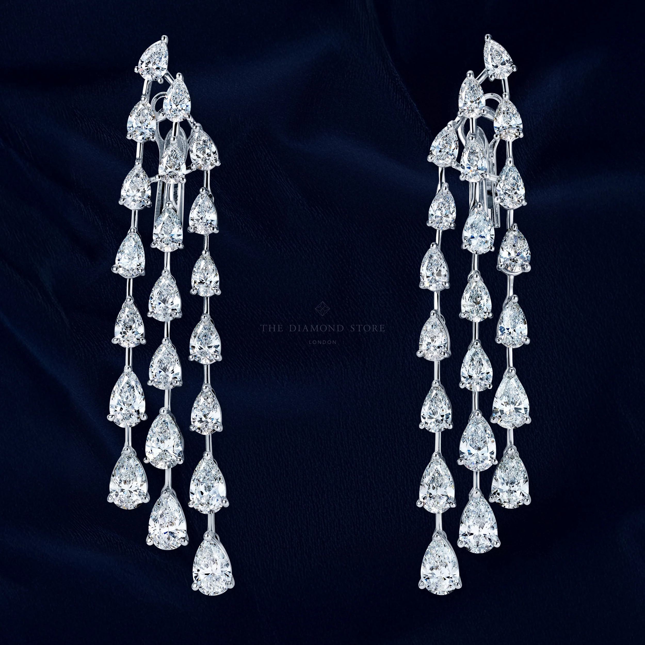 LUXE 10.00ct Lab Diamond Chandelier Earrings with IGI Certified Pear-Cut Diamonds in 18K White Gold - Image 7