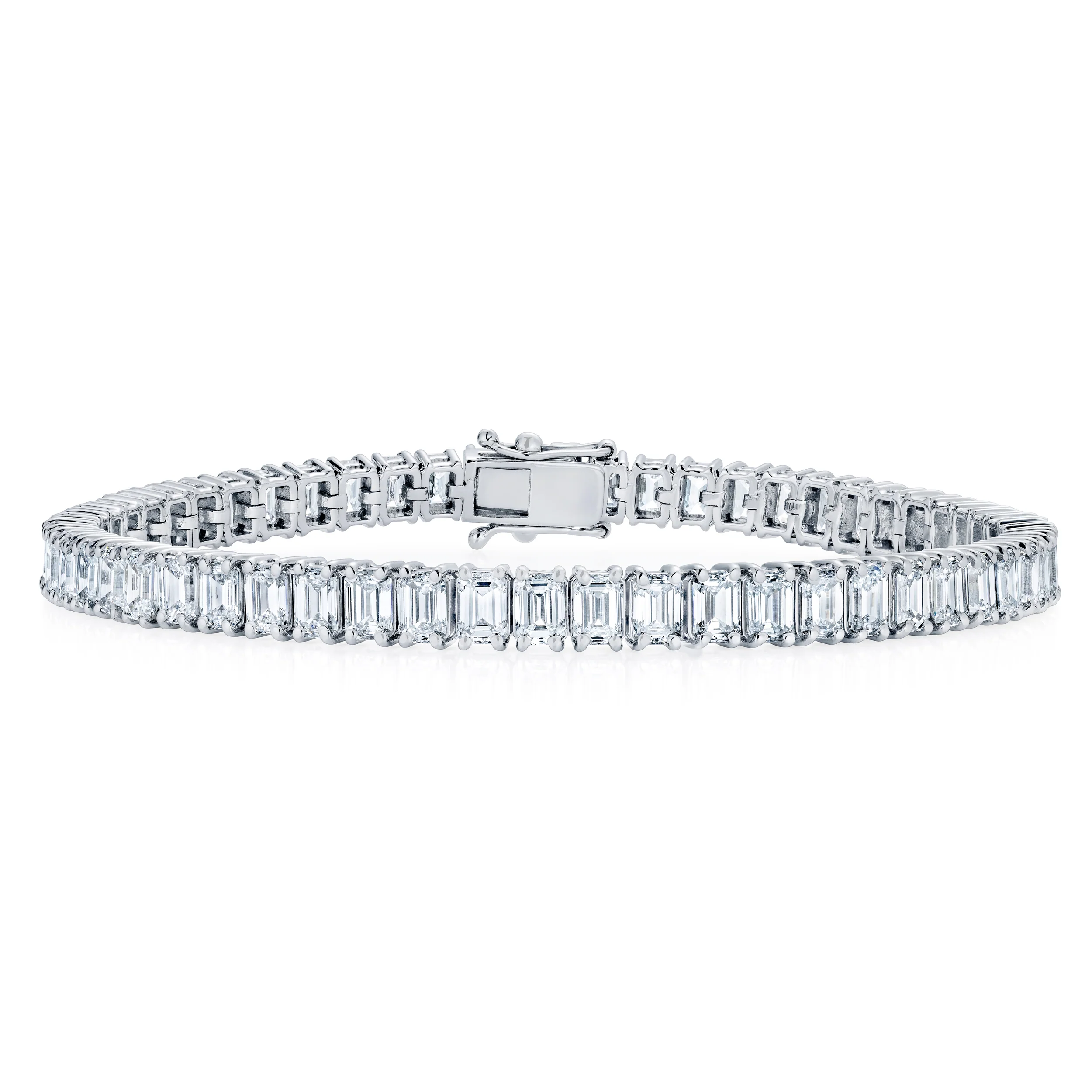 LUXE 12.00ct Lab Diamond Tennis Bracelet with IGI Certified Emerald-Cut Diamonds in 18K White Gold