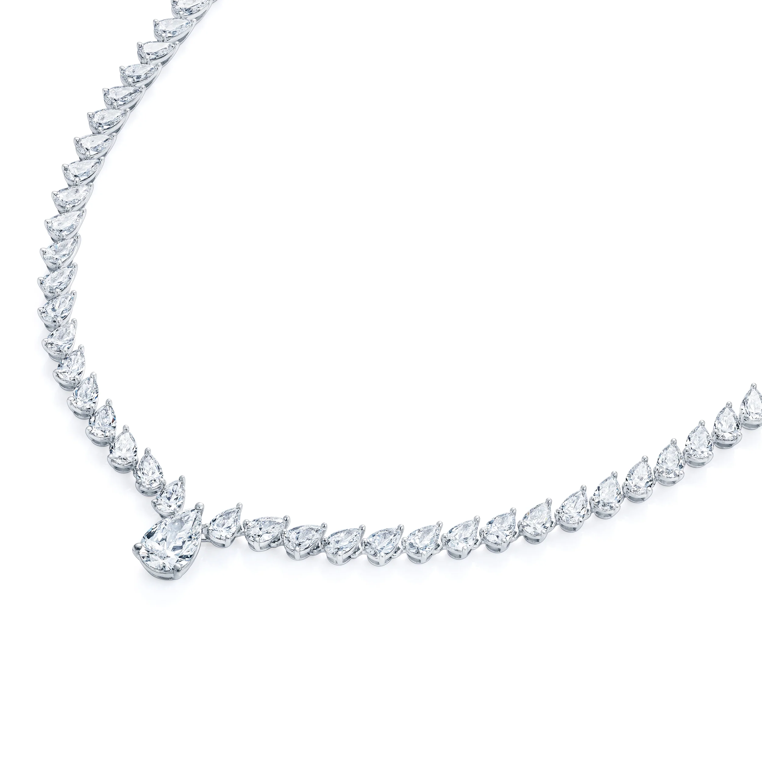 LUXE 20.00ct Lab Diamond Necklace with 1.50ct IGI Certified Pear-Cut Centre in 18K White Gold - Image 3