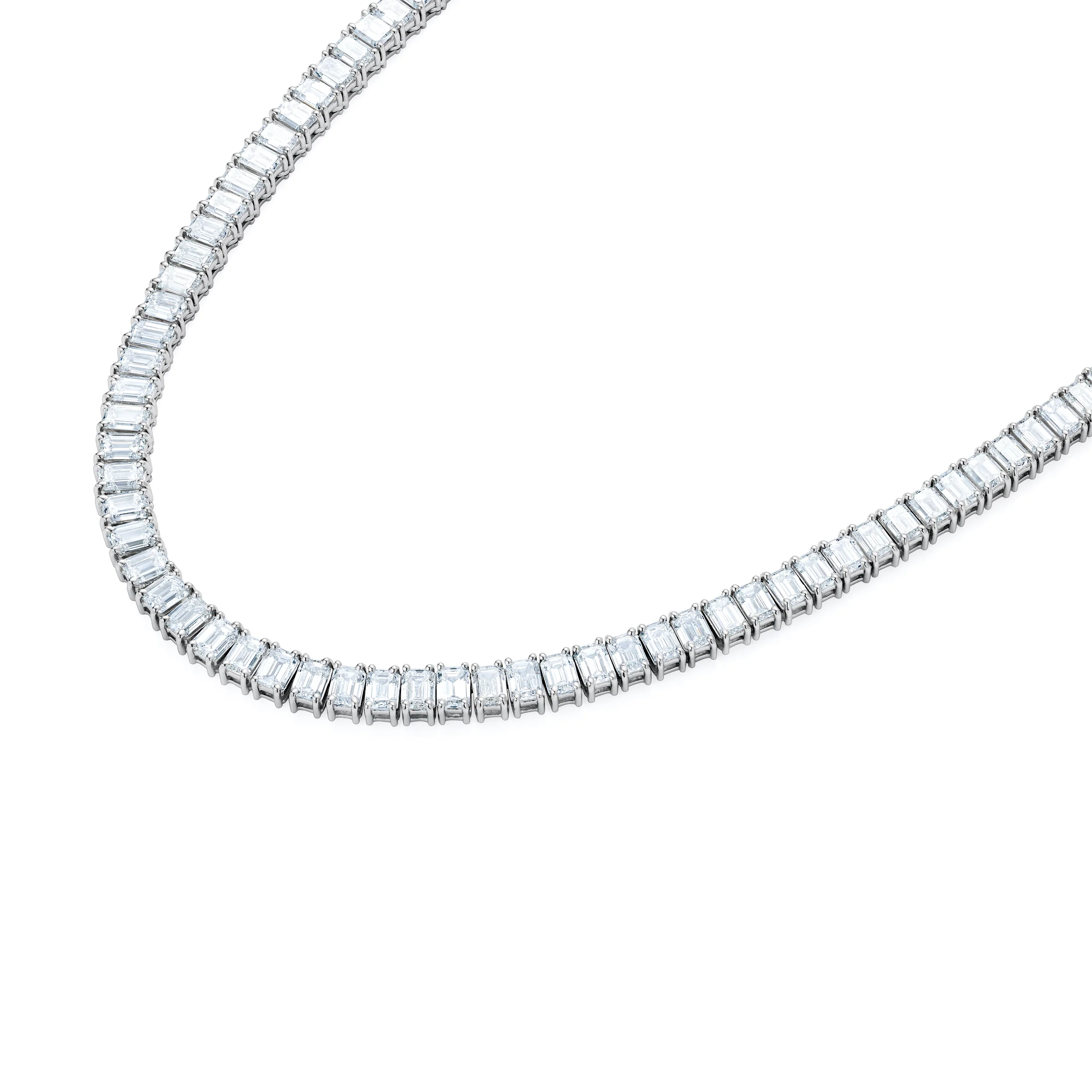 LUXE 27.00ct Lab Diamond Necklace with IGI Certified Emerald-Cut Diamonds in 18K White Gold - Image 3