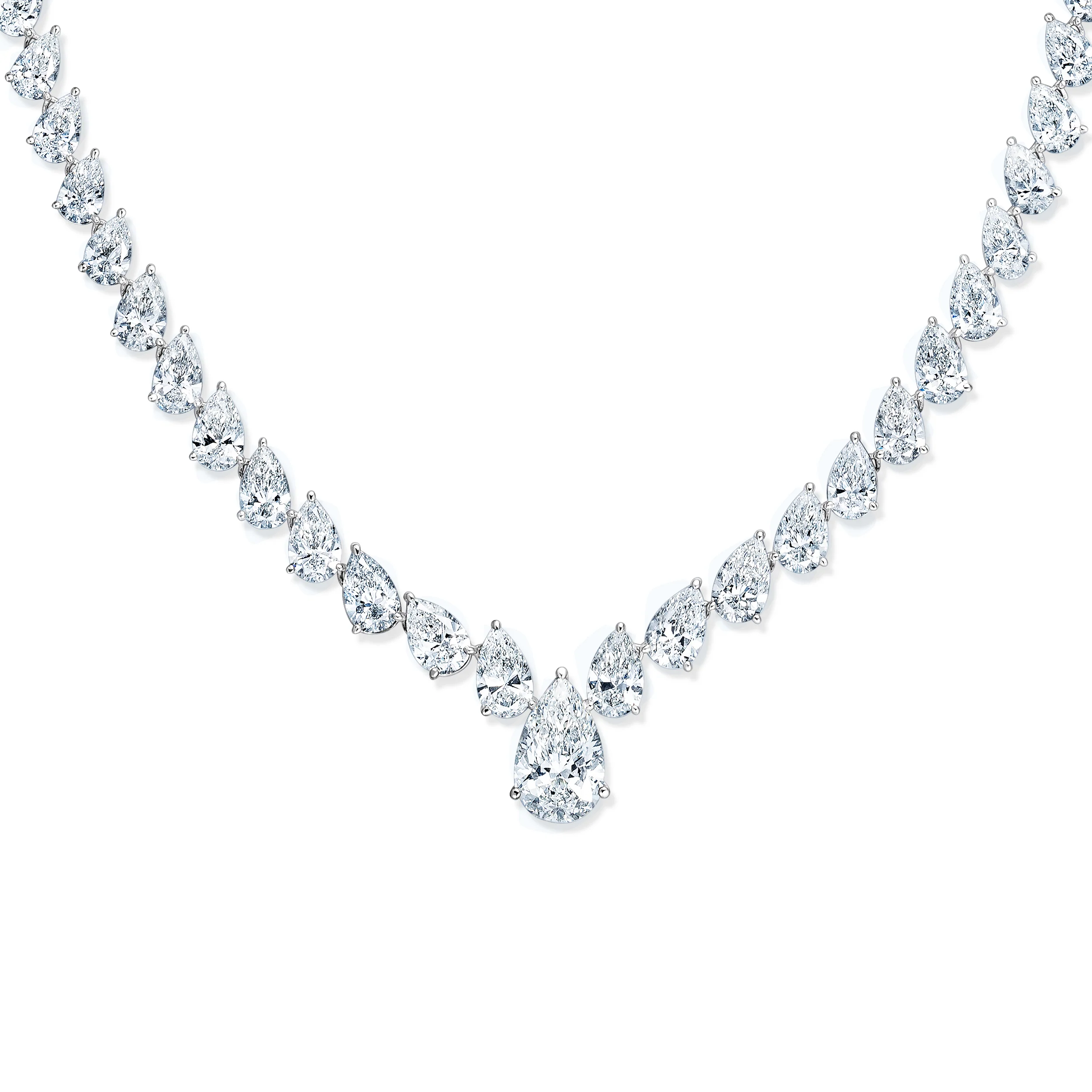 LUXE 32.00ct Lab Diamond Necklace with 3.00ct IGI Certified Pear-Cut Centre in 18K White Gold - Image 5