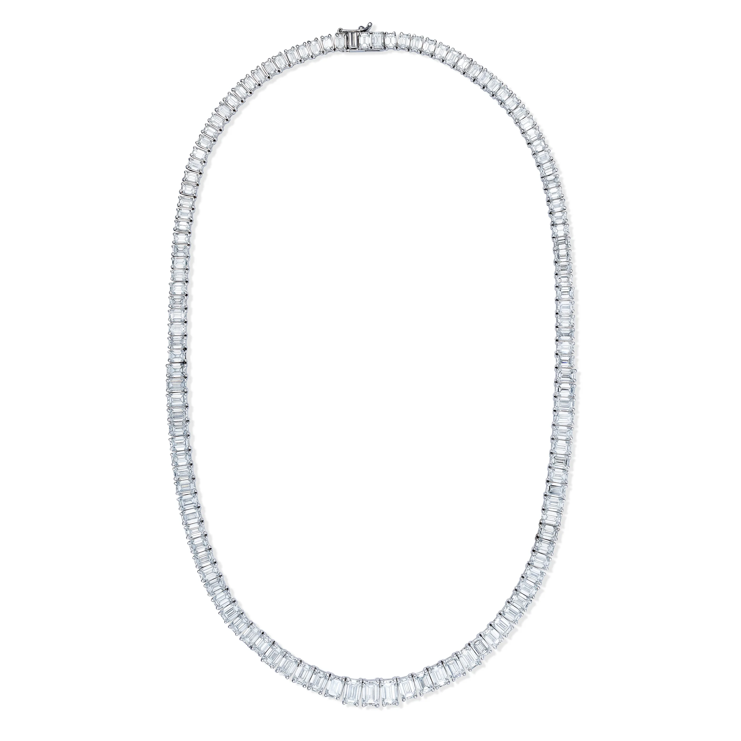 LUXE 33.00ct Lab Diamond Necklace with IGI Certified Emerald-Cut Diamonds in 18K White Gold