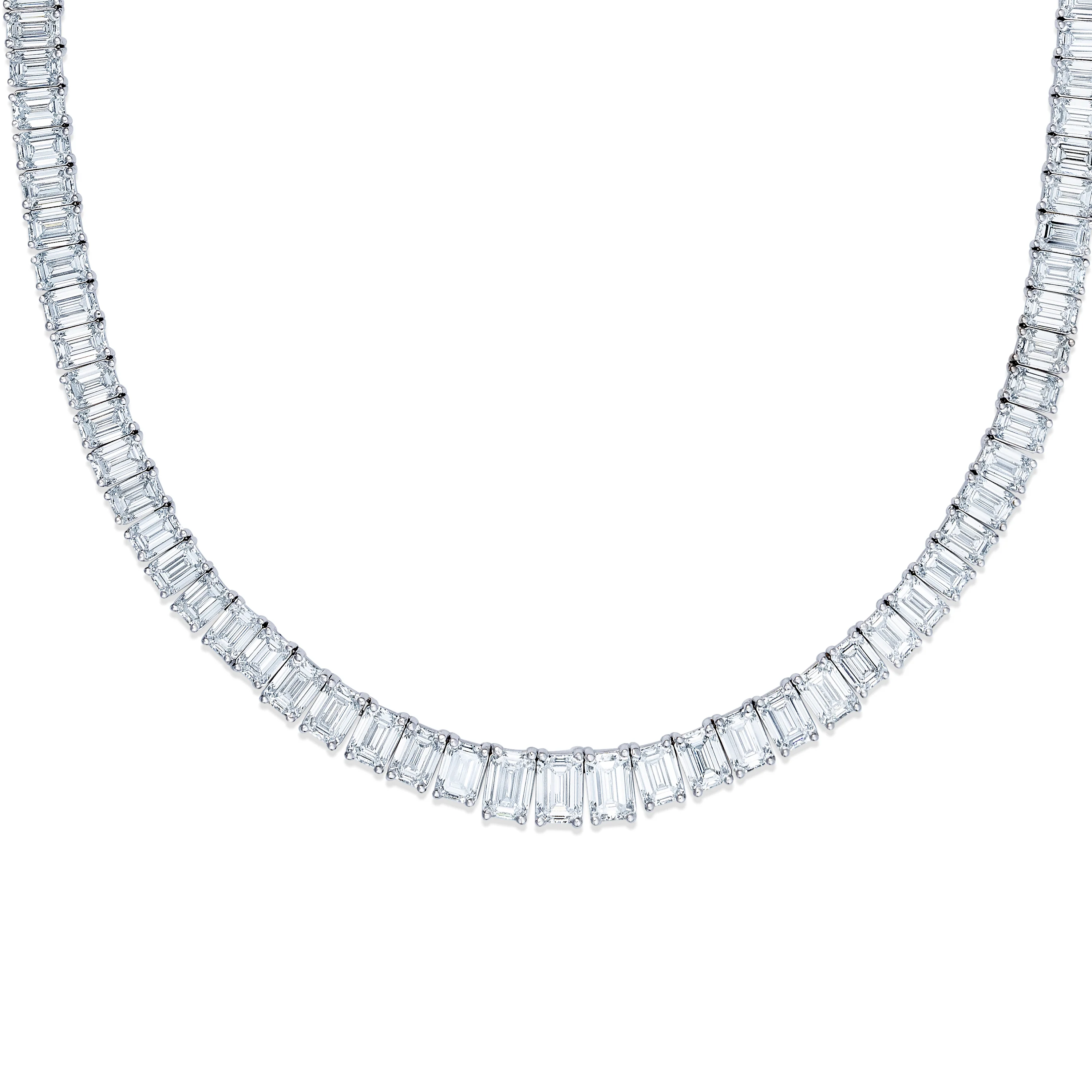 LUXE 33.00ct Lab Diamond Necklace with IGI Certified Emerald-Cut Diamonds in 18K White Gold - Image 5