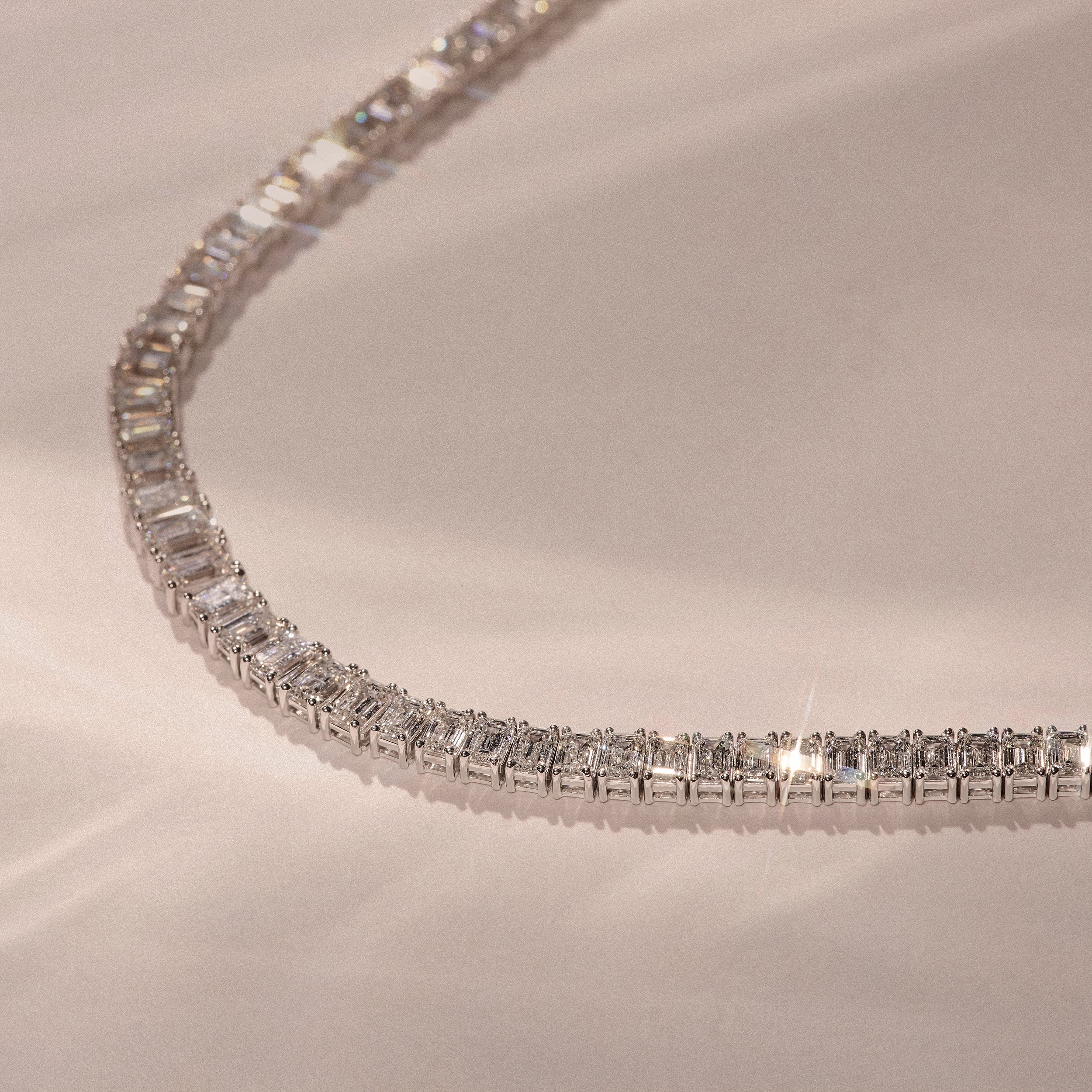 LUXE 33.00ct Lab Diamond Necklace with IGI Certified Emerald-Cut Diamonds in 18K White Gold - Image 8