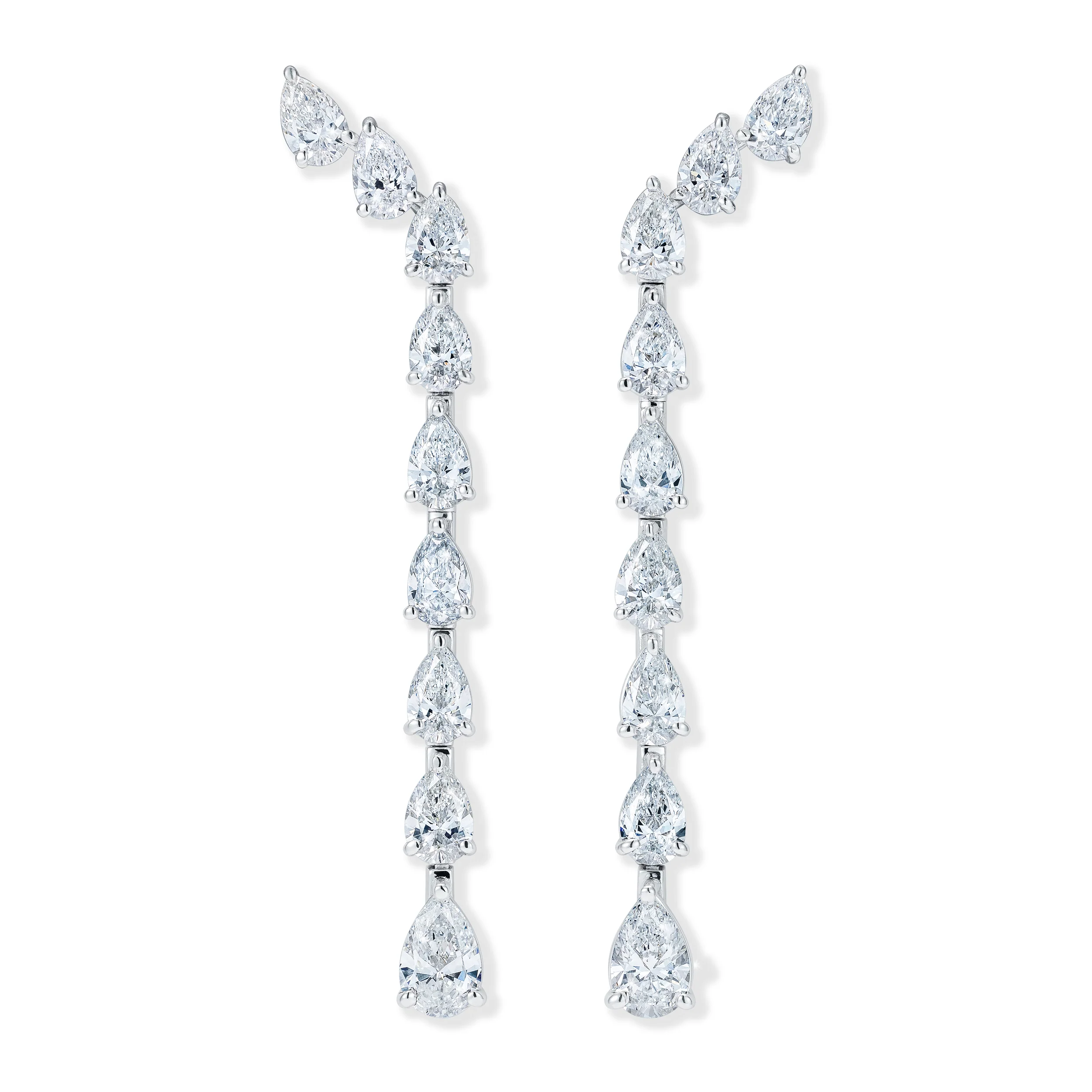 LUXE 4.00ct Lab Diamond Drop Earrings with IGI Certified Pear-Cut Diamonds in 18K White Gold