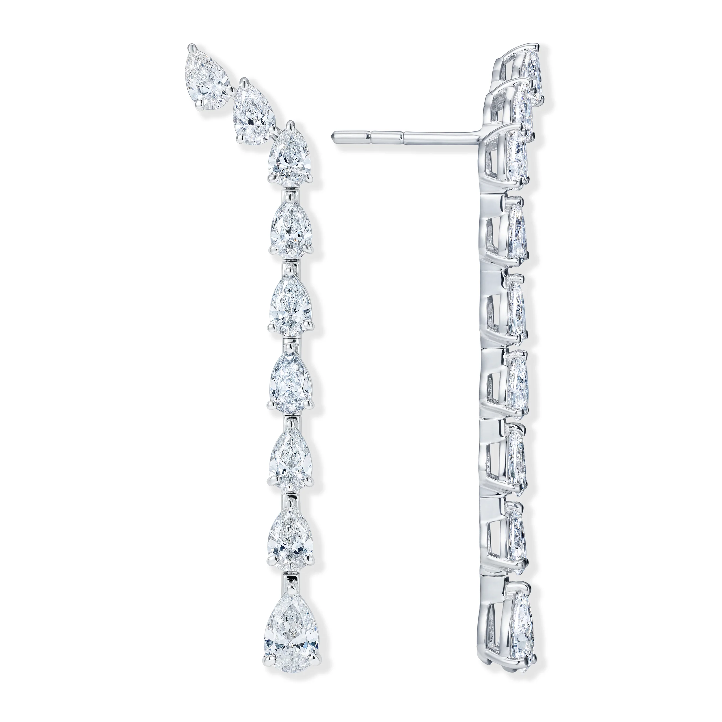 LUXE 4.00ct Lab Diamond Drop Earrings with IGI Certified Pear-Cut Diamonds in 18K White Gold - Image 3