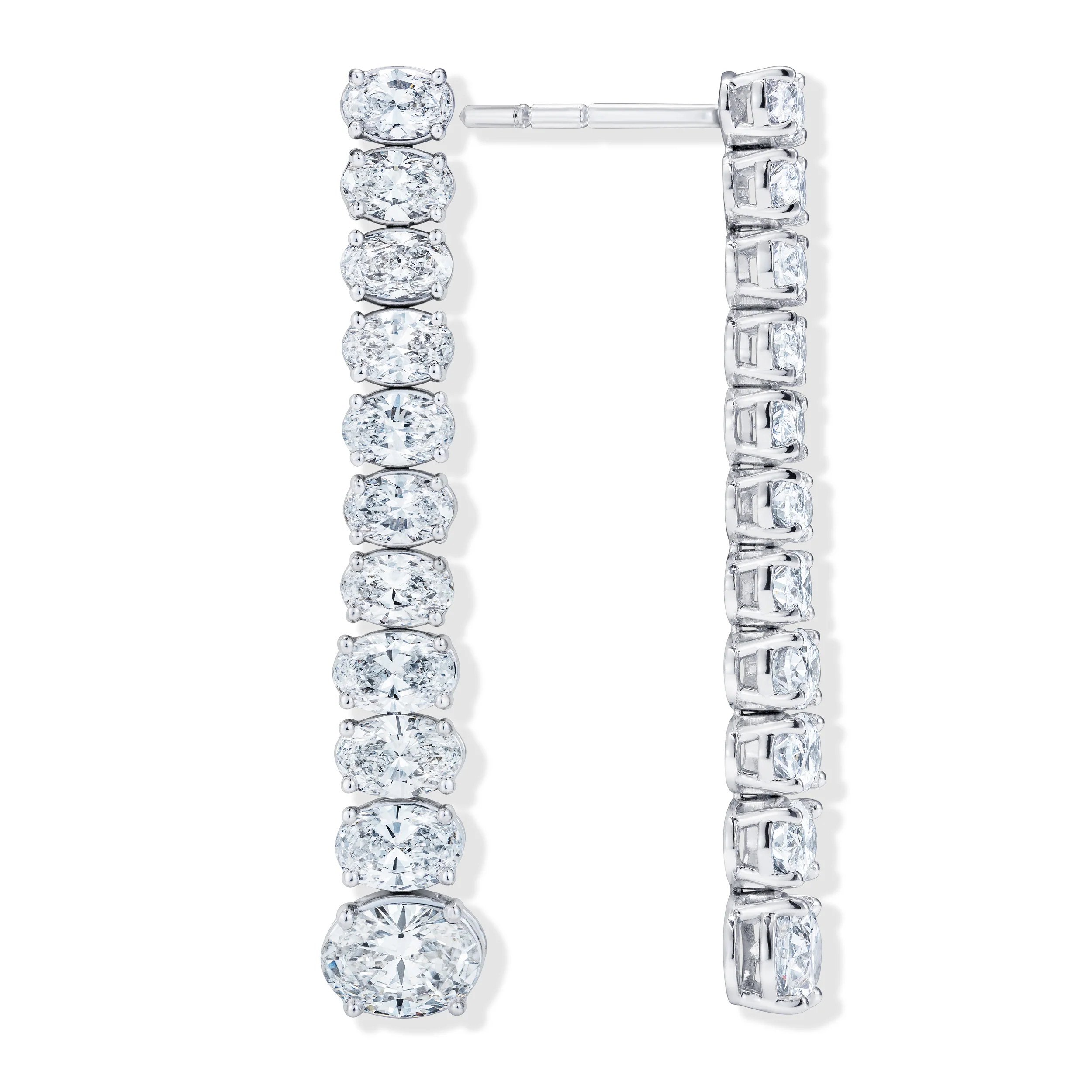 LUXE 6.00ct Lab Diamond Drop Earrings with IGI Certified Oval-Cut Diamonds in 18K White Gold - Image 3