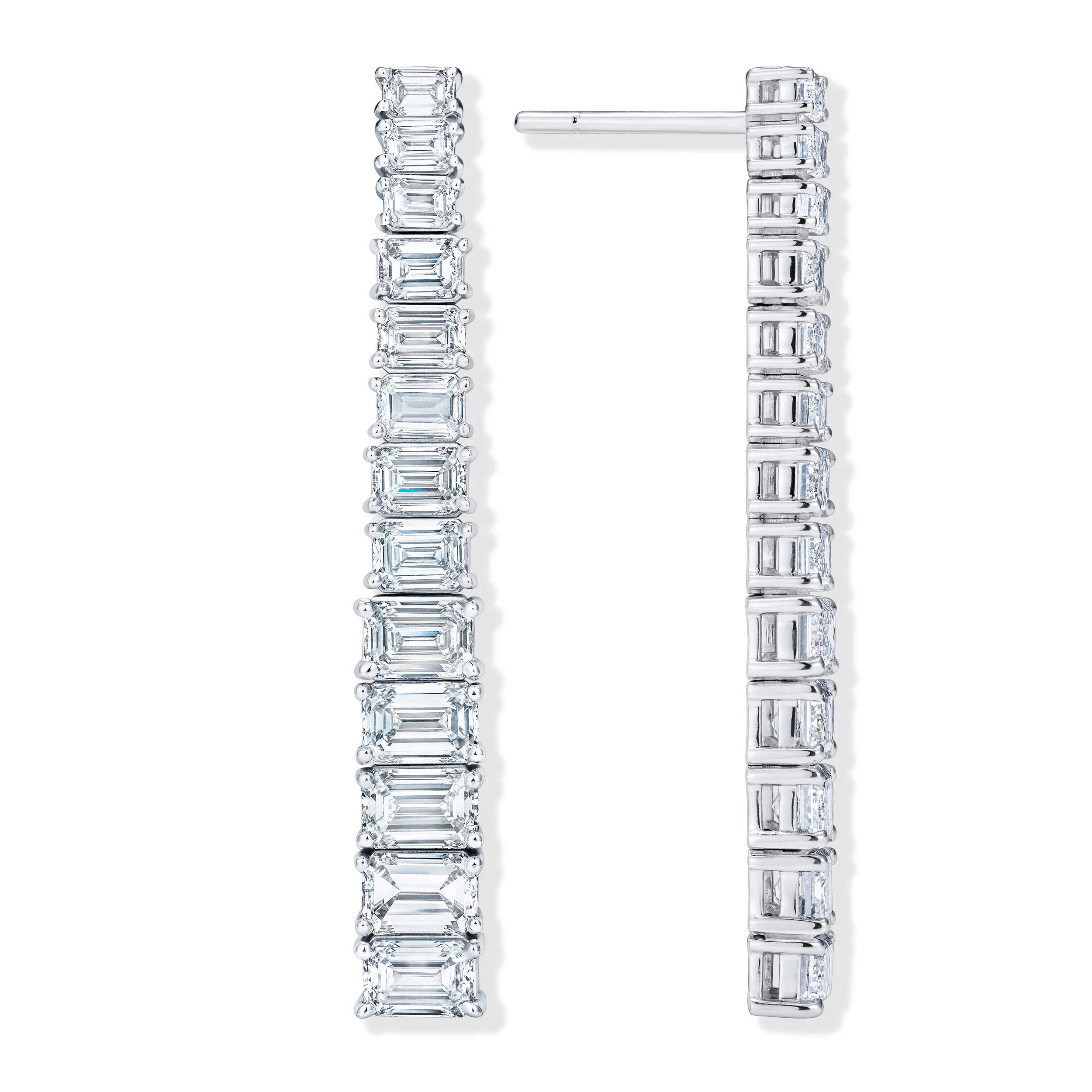 LUXE 7.00ct Lab Diamond Drop Earrings with IGI Certified Emerald-Cut Diamonds in 18K White Gold - Image 3