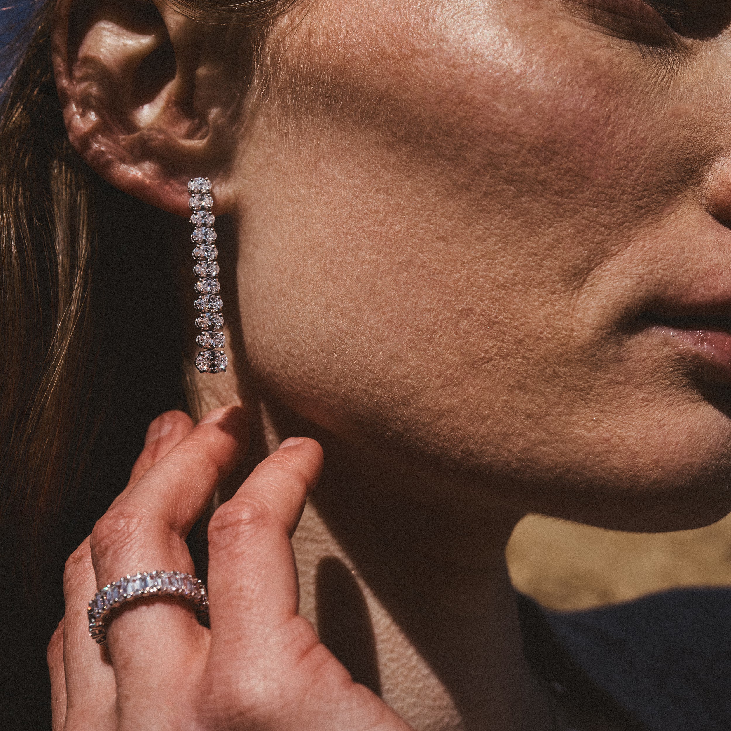 LUXE 7.00ct Lab Diamond Drop Earrings with IGI Certified Emerald-Cut Diamonds in 18K White Gold - Image 7