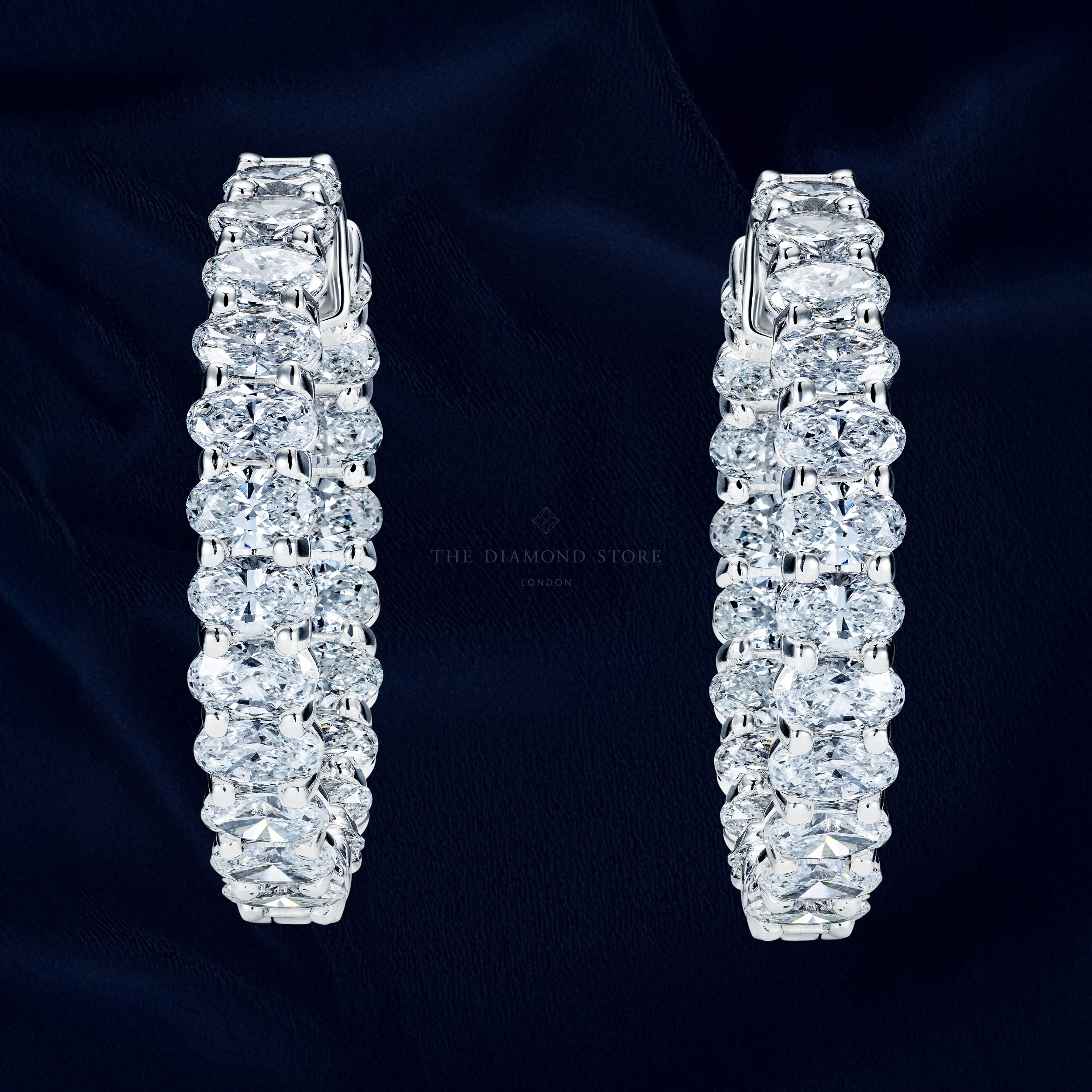 LUXE 8.00ct Lab Diamond Hoop Earrings with IGI Certified Oval-Cut Diamonds in 18K White Gold - Image 5