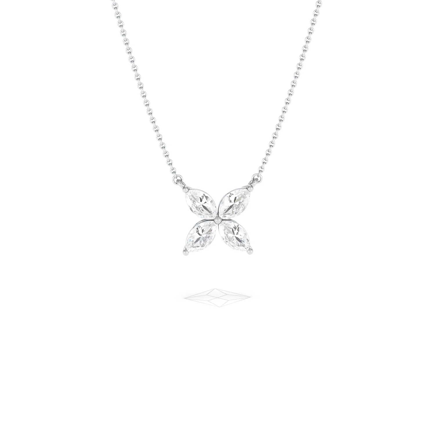 Luxe Floral 1.00ct Marquise Cut Lab Diamond Necklace in 18K White Gold - Image 10