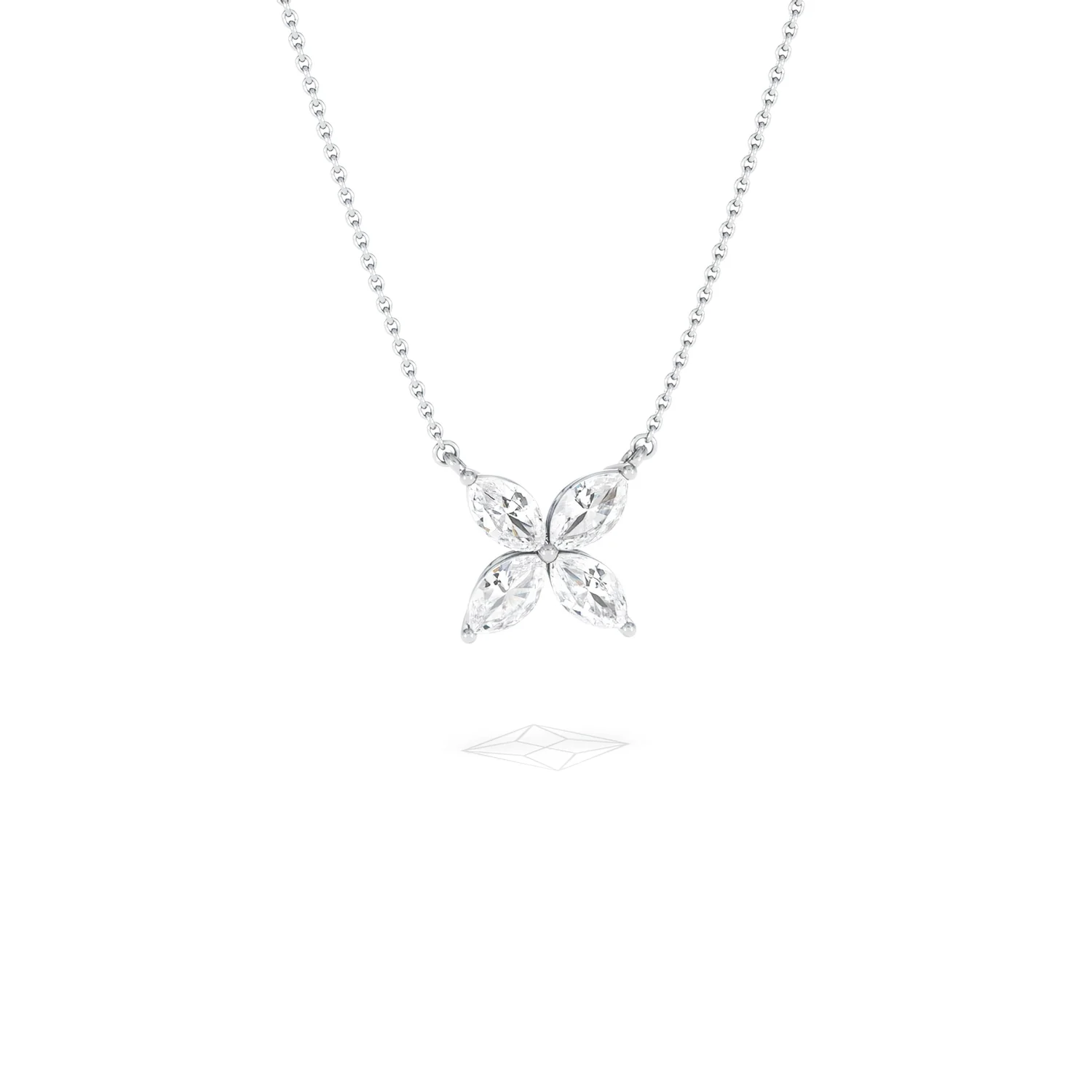 Luxe Floral 1.00ct Marquise Cut Lab Diamond Necklace in 18K White Gold - Image 11