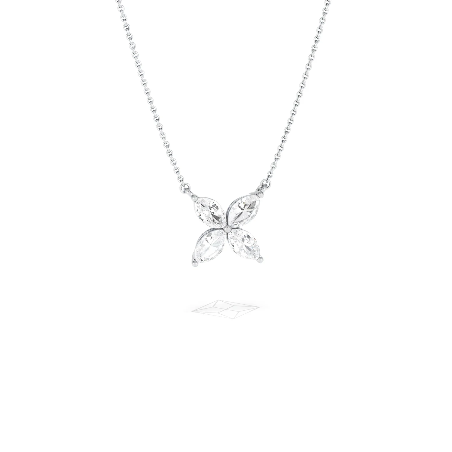 Luxe Floral 1.00ct Marquise Cut Lab Diamond Necklace in 18K White Gold - Image 12