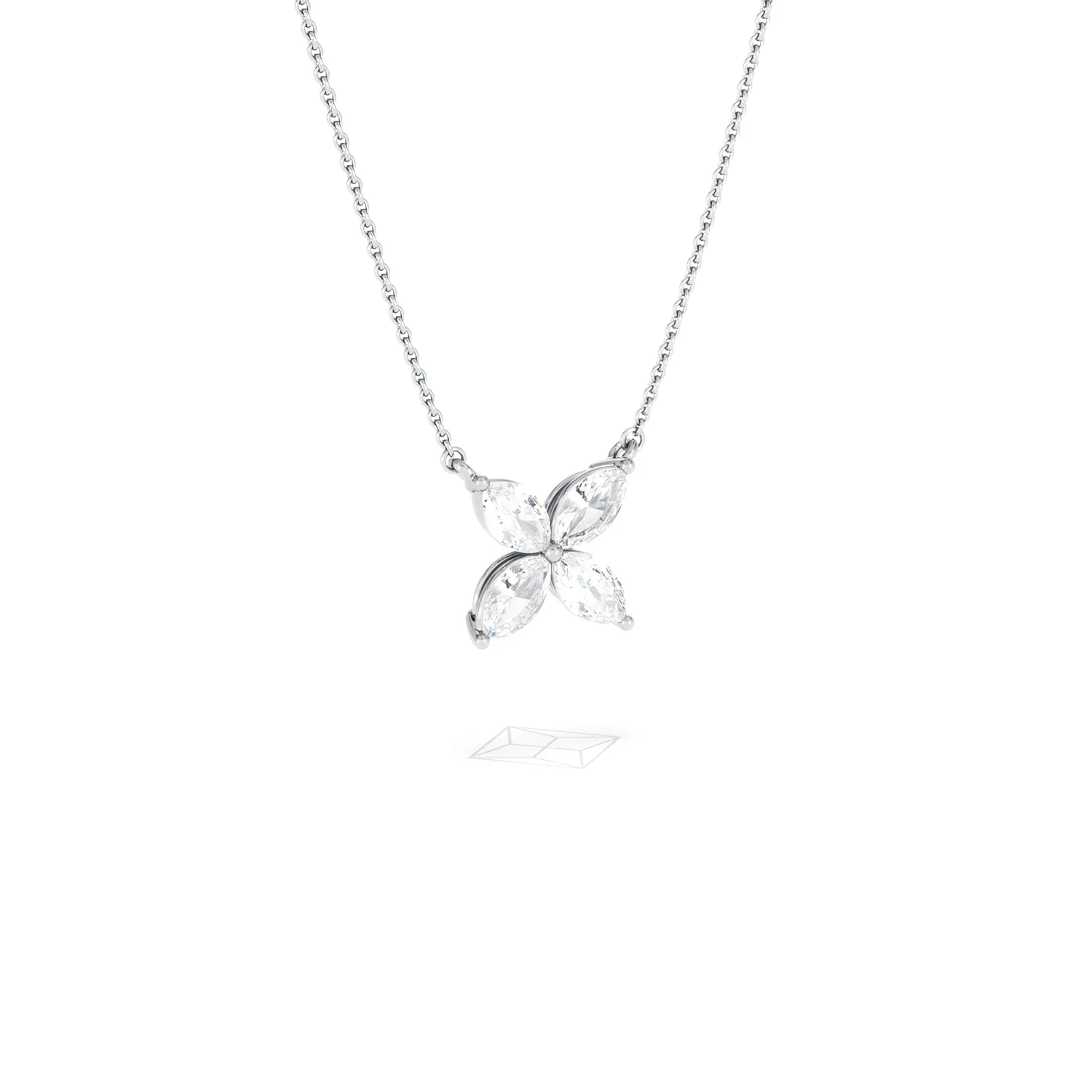 Luxe Floral 1.00ct Marquise Cut Lab Diamond Necklace in 18K White Gold - Image 15