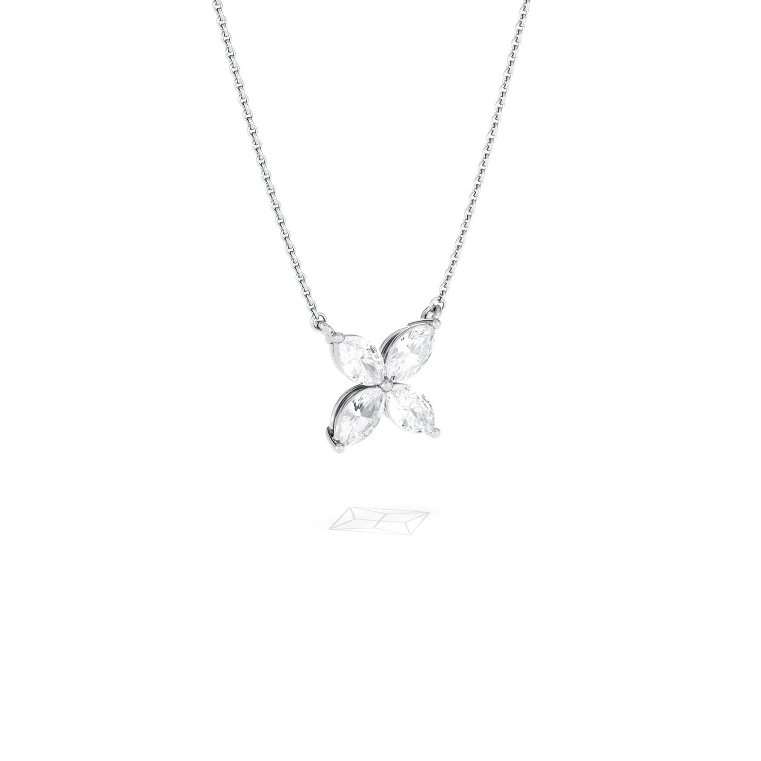 Luxe Floral 1.00ct Marquise Cut Lab Diamond Necklace in 18K White Gold - Image 16