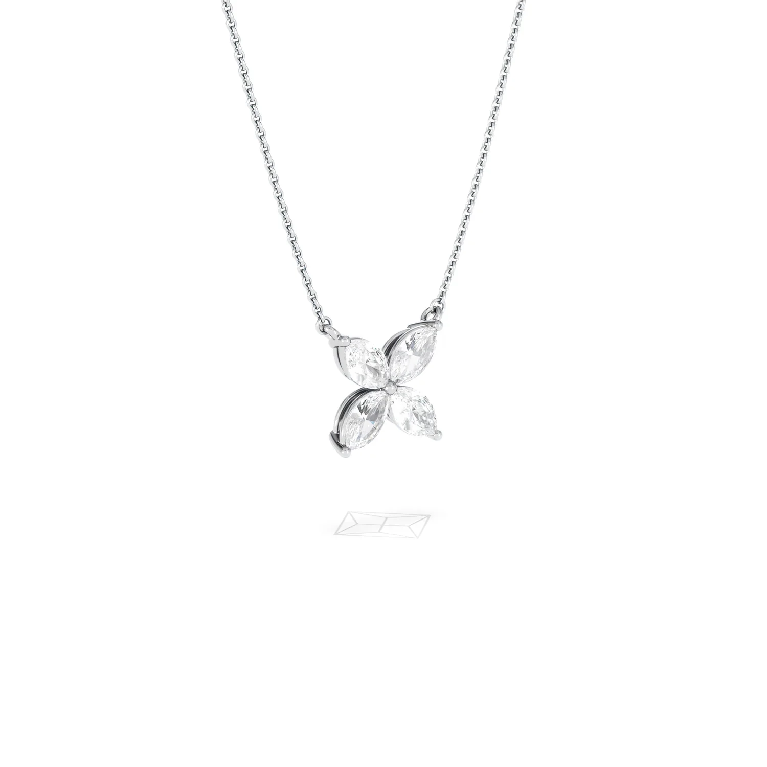 Luxe Floral 1.00ct Marquise Cut Lab Diamond Necklace in 18K White Gold - Image 17