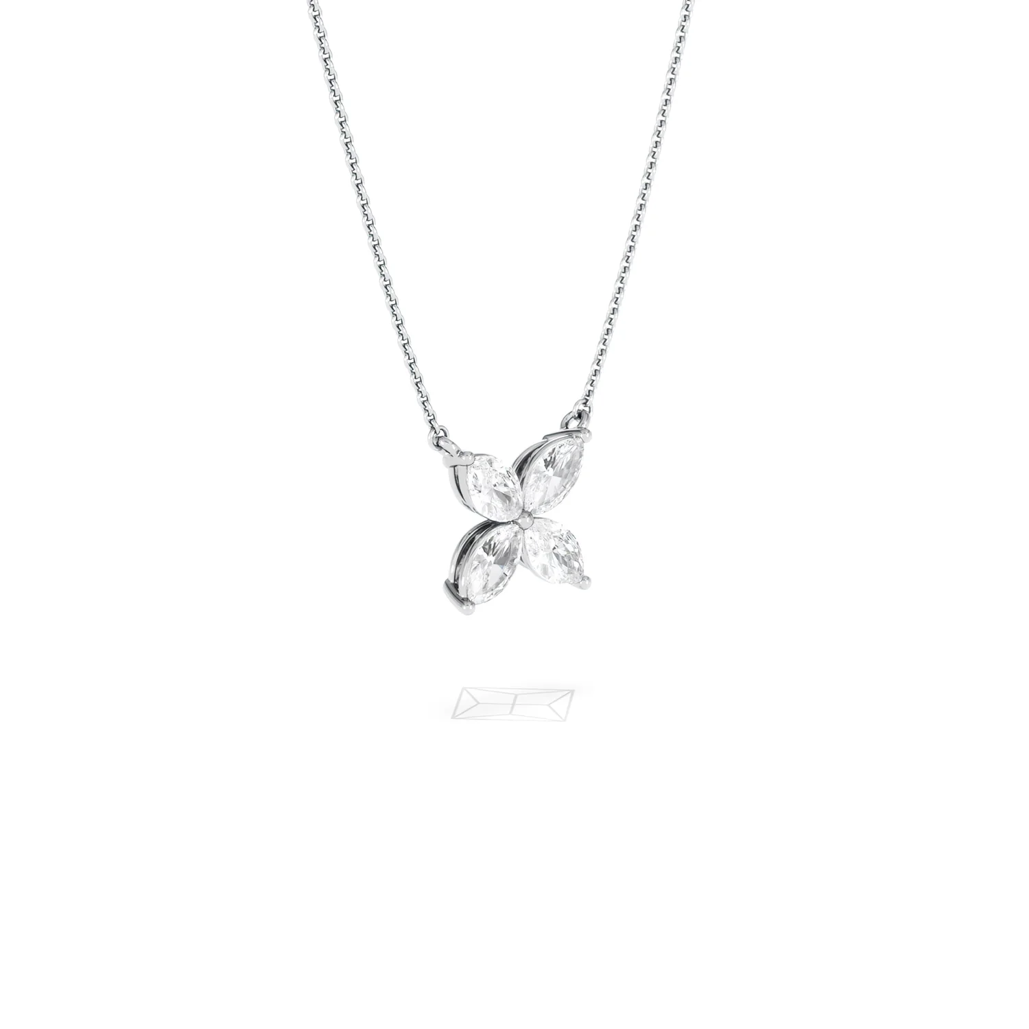 Luxe Floral 1.00ct Marquise Cut Lab Diamond Necklace in 18K White Gold - Image 18