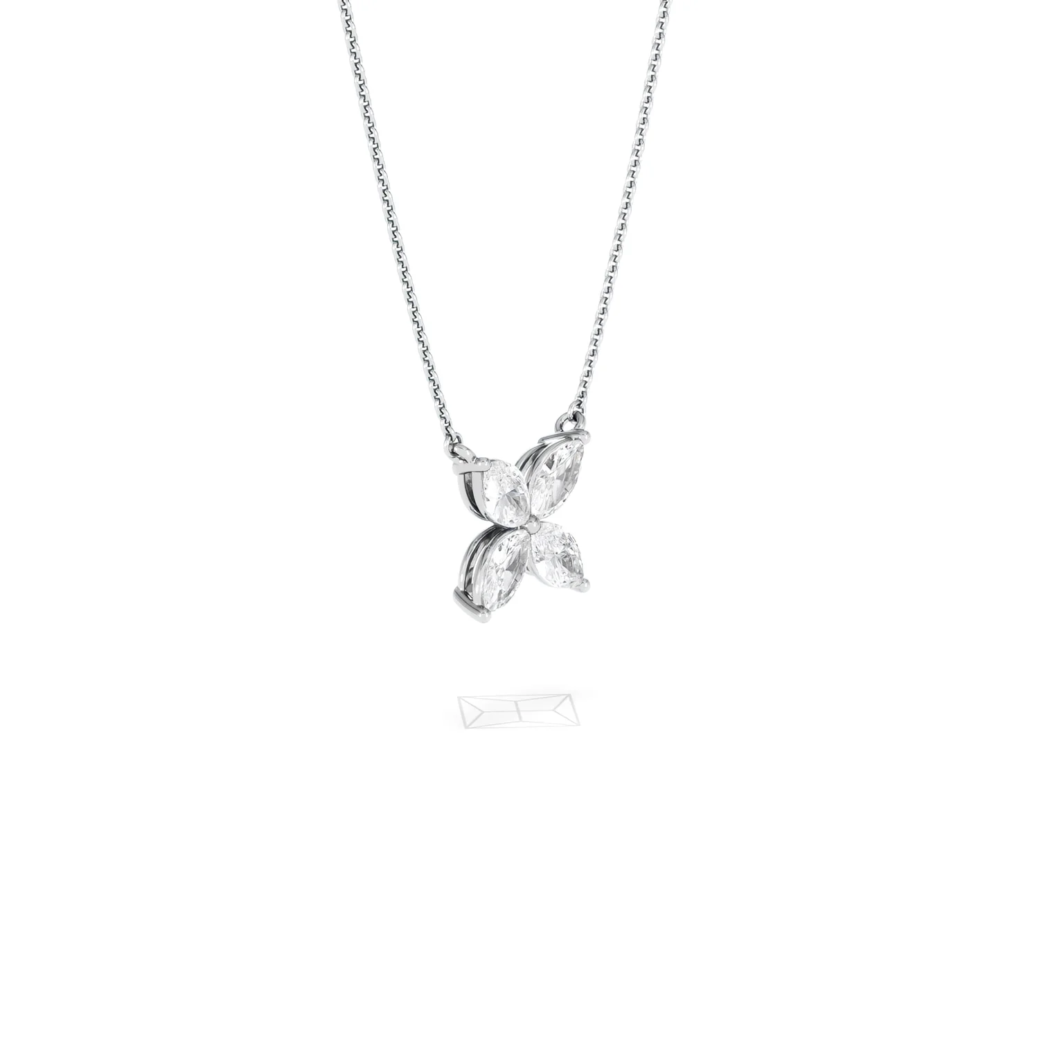Luxe Floral 1.00ct Marquise Cut Lab Diamond Necklace in 18K White Gold - Image 20