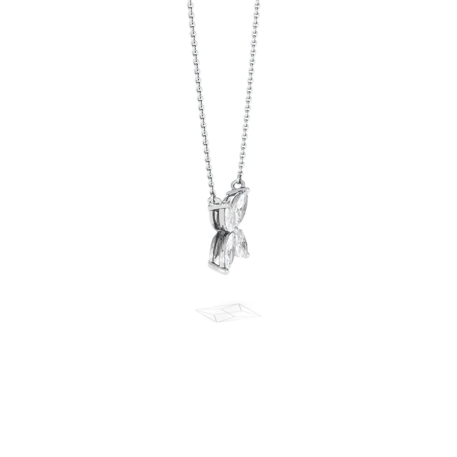 Luxe Floral 1.00ct Marquise Cut Lab Diamond Necklace in 18K White Gold - Image 25