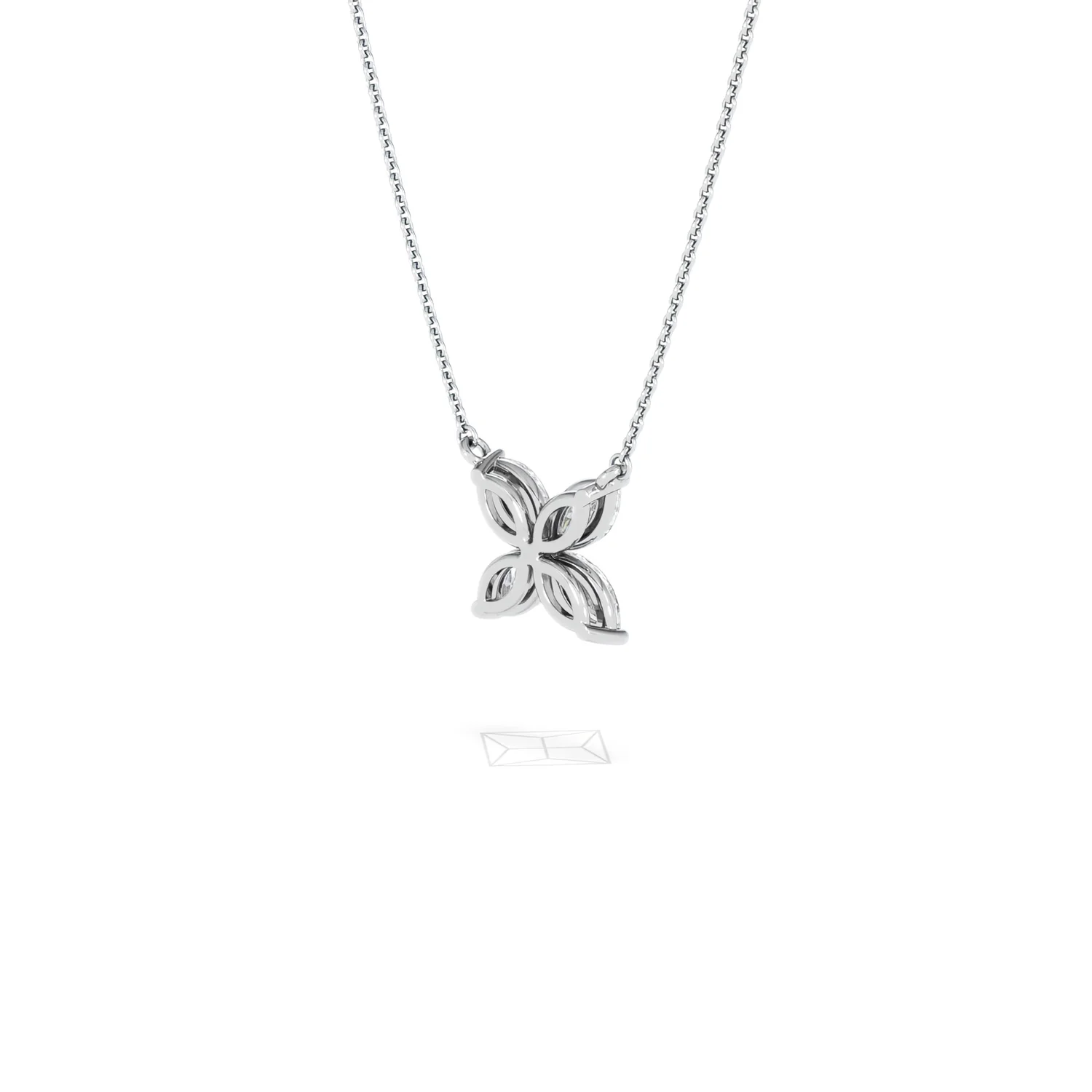 Luxe Floral 1.00ct Marquise Cut Lab Diamond Necklace in 18K White Gold - Image 40