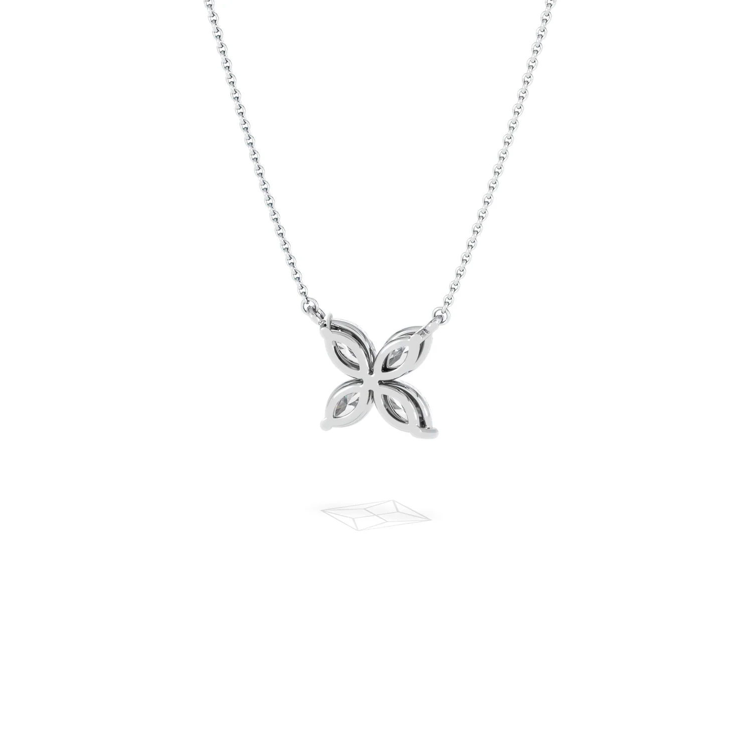 Luxe Floral 1.00ct Marquise Cut Lab Diamond Necklace in 18K White Gold - Image 45
