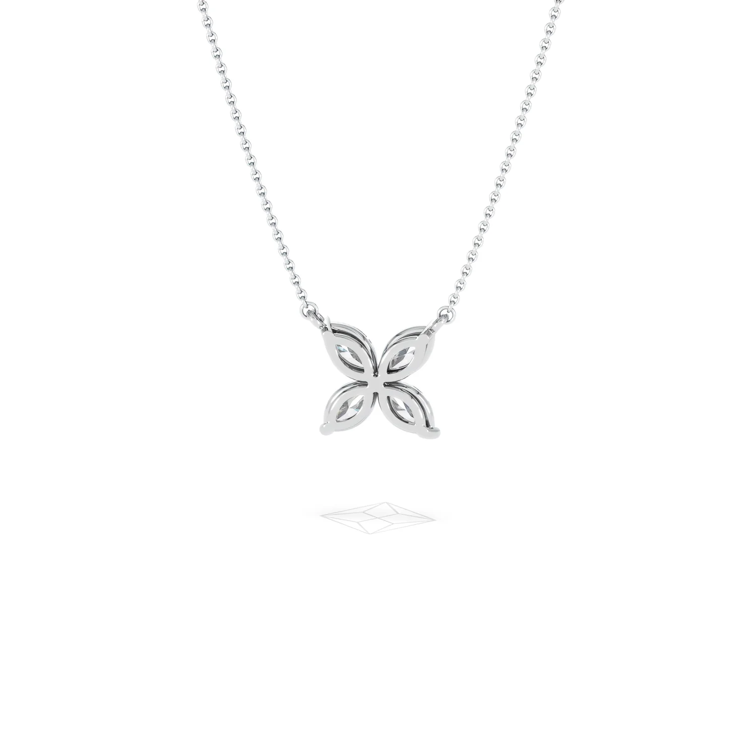Luxe Floral 1.00ct Marquise Cut Lab Diamond Necklace in 18K White Gold - Image 47