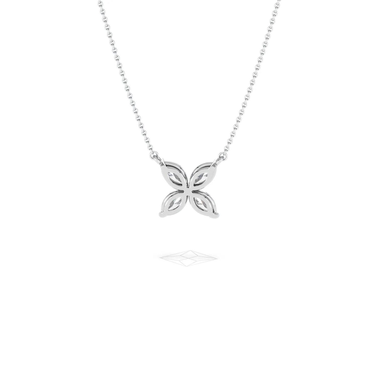 Luxe Floral 1.00ct Marquise Cut Lab Diamond Necklace in 18K White Gold - Image 48