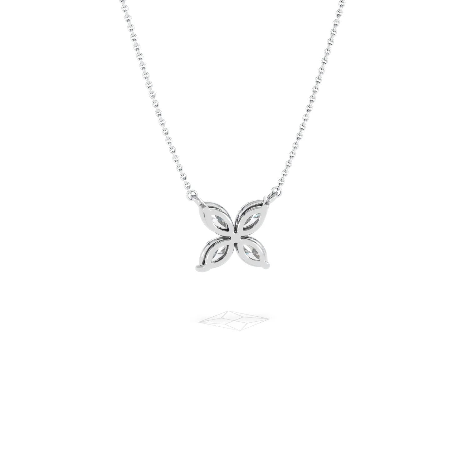 Luxe Floral 1.00ct Marquise Cut Lab Diamond Necklace in 18K White Gold - Image 51