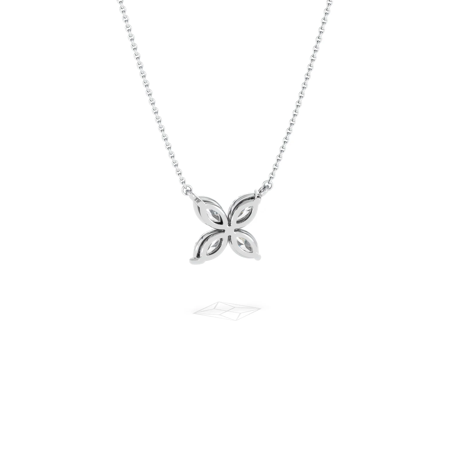Luxe Floral 1.00ct Marquise Cut Lab Diamond Necklace in 18K White Gold - Image 52