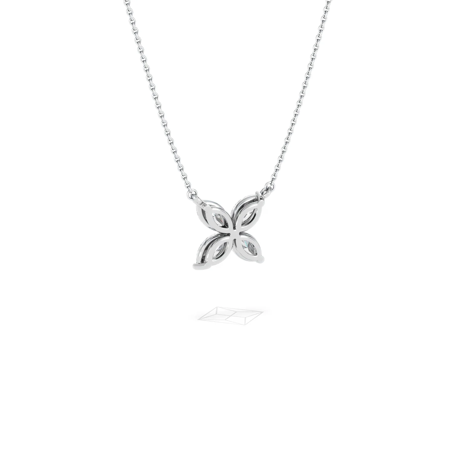 Luxe Floral 1.00ct Marquise Cut Lab Diamond Necklace in 18K White Gold - Image 54