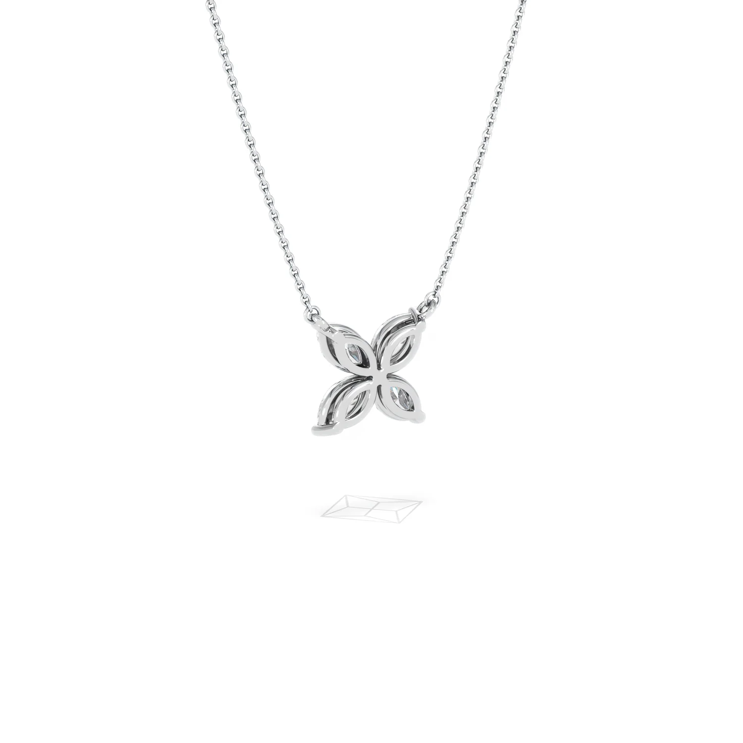 Luxe Floral 1.00ct Marquise Cut Lab Diamond Necklace in 18K White Gold - Image 55
