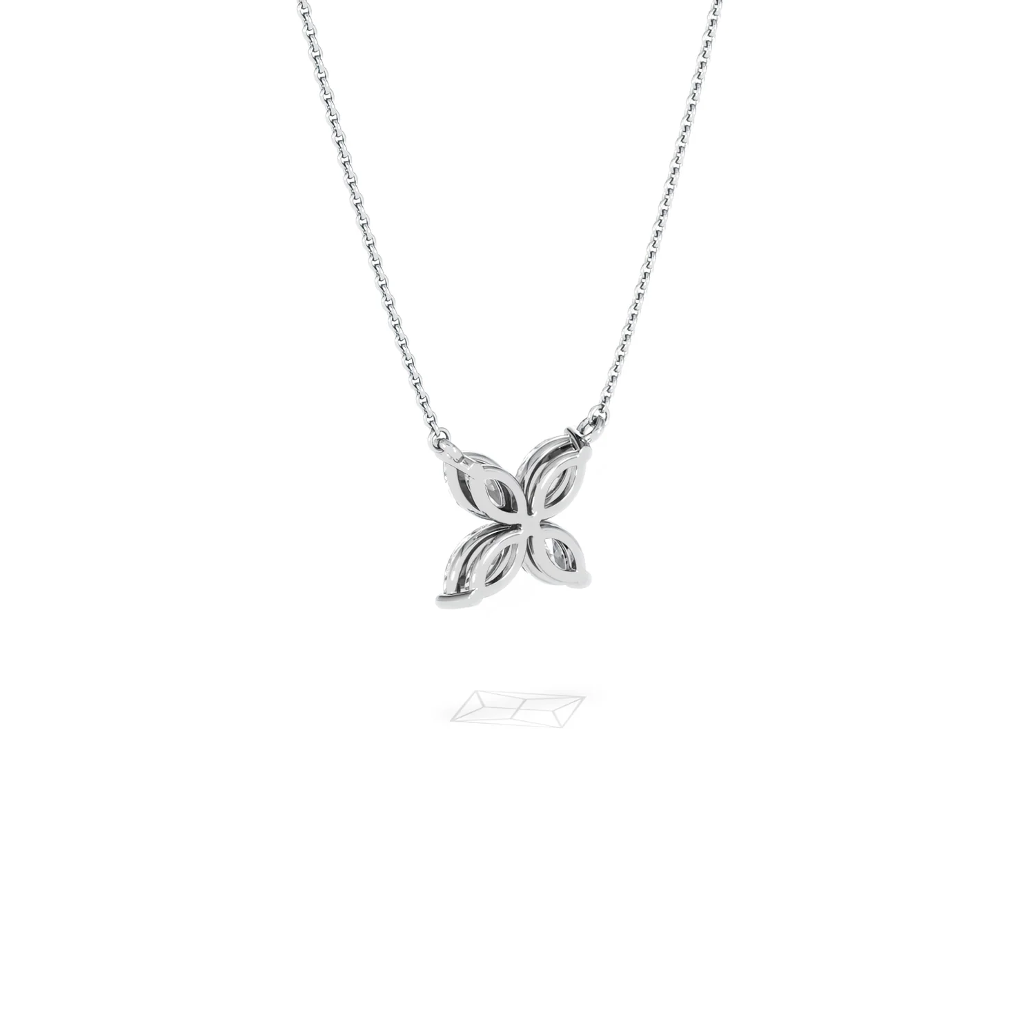 Luxe Floral 1.00ct Marquise Cut Lab Diamond Necklace in 18K White Gold - Image 56
