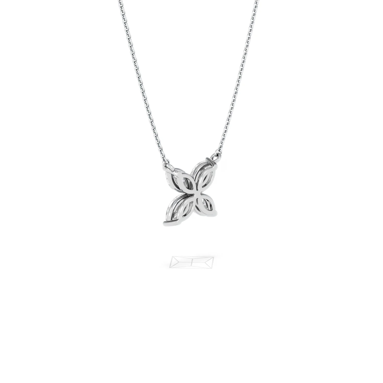 Luxe Floral 1.00ct Marquise Cut Lab Diamond Necklace in 18K White Gold - Image 58