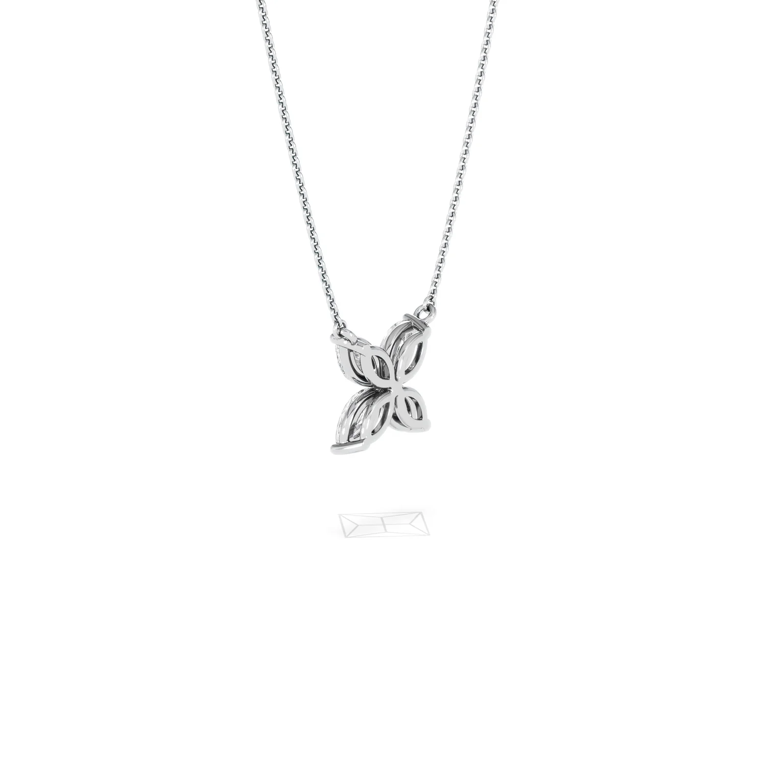Luxe Floral 1.00ct Marquise Cut Lab Diamond Necklace in 18K White Gold - Image 60