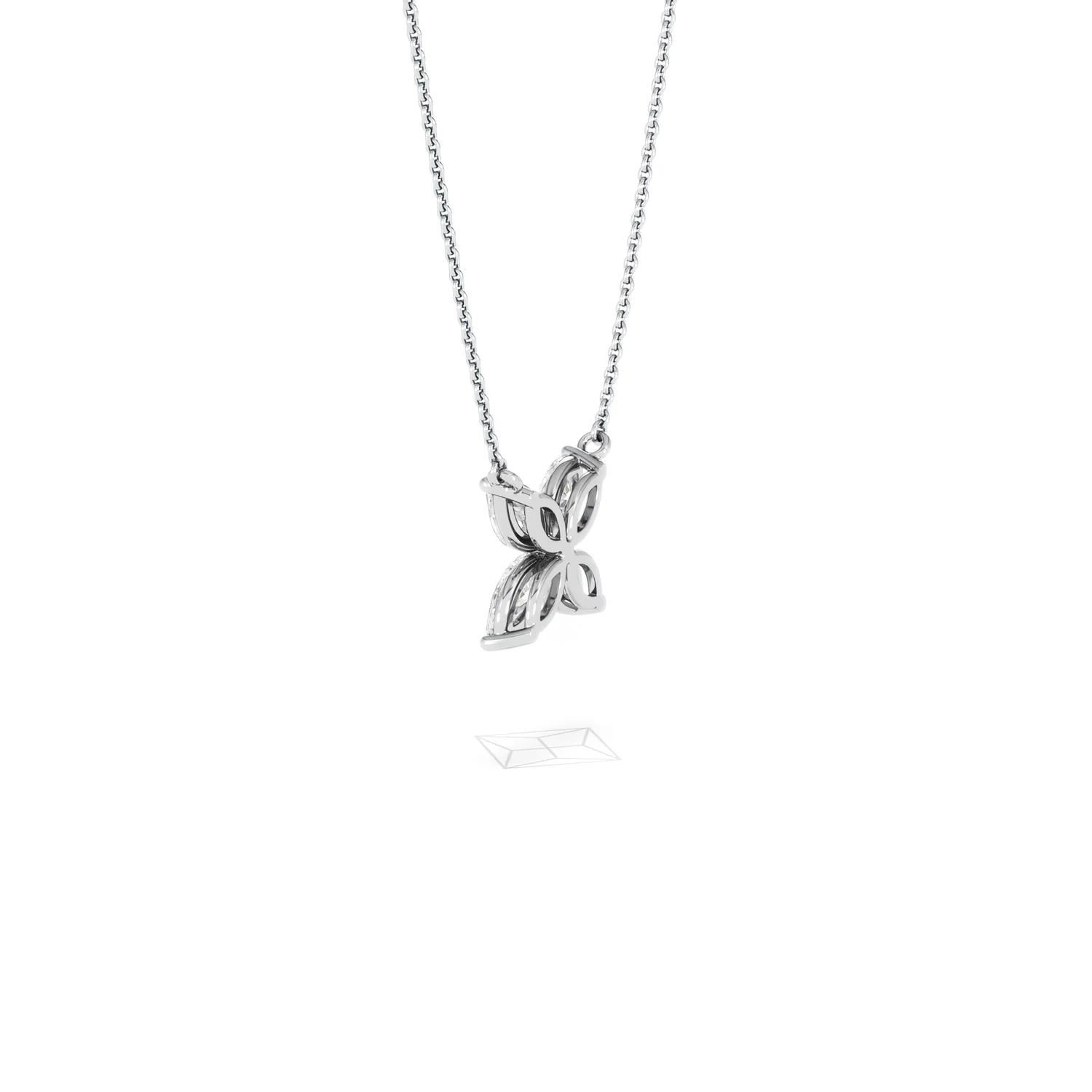 Luxe Floral 1.00ct Marquise Cut Lab Diamond Necklace in 18K White Gold - Image 62