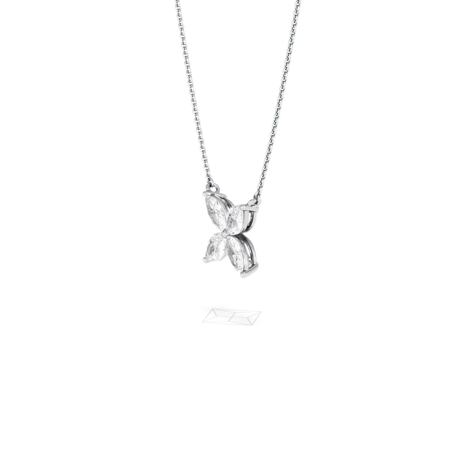 Luxe Floral 1.00ct Marquise Cut Lab Diamond Necklace in 18K White Gold - Image 76